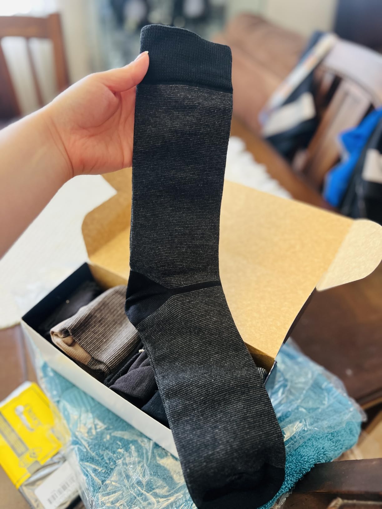 Diabetic socks for men, Non binding cotton socks, Extra Wide Socks, Premium Diabetes care, Soft Neuropathy socks, 6 Pairs customer photo 2