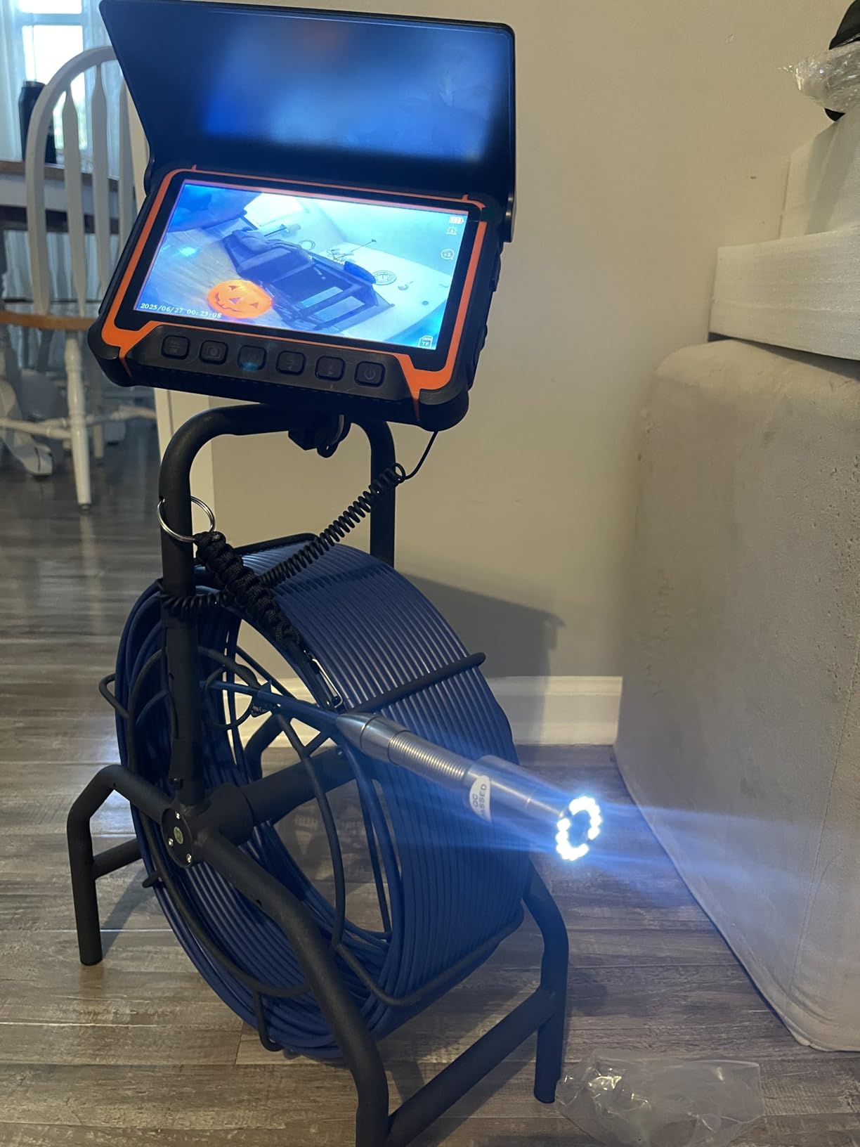 Sewer Camera with Locator,165FT/50M,Pull Handle,Self Leveling,7MM Cable,9'' IPS Drain Inspection Camera with DVR, IP68 Plumbing Snake with 12 LEDs for Home,Duct Pipe Inspection customer photo 1