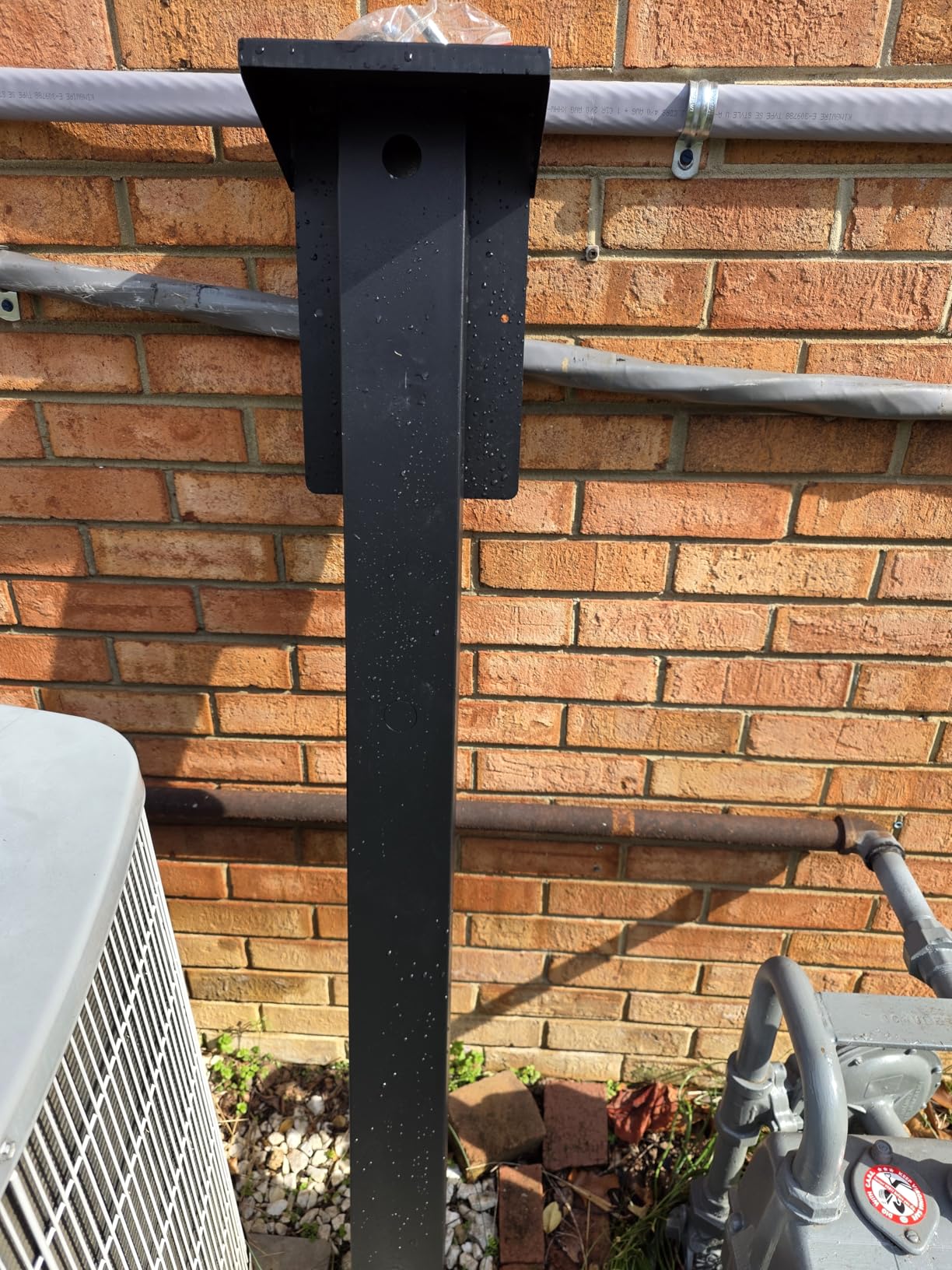Cold Rolled Steel Charging Station Column with Attached Hook,Upgraded Rain Cover - Weather-Resistant for Outdoor/Indoor Use EV Charge Stand Charging Pillar for Tesla customer photo 1