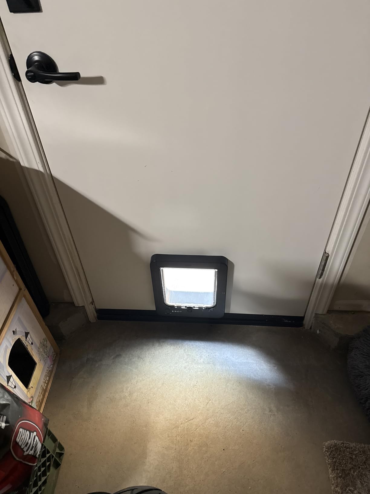 Smart Cat Door for Interior & Exterior, Flap Opening is 7.67'' (H) by 7'' (W), RFID Cat Pet Door with 3 RFID Collar Sensor Keys & 1 Remote & 4 Way Locking Cat Flap, Automatic Opening Cat Door (Black) customer photo 1