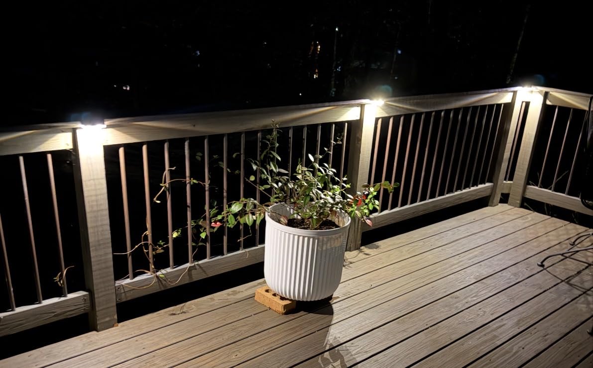 Solar Deck Lights 12 Pack, 3 Color Modes Soft Warm/Natural/Cool Glow, IP65 Waterproof Step Lights for Outdoor Ambiance, Solar Lights for Fence, Deck, Railing, Patio and Backyard Decor (Black) customer photo 1