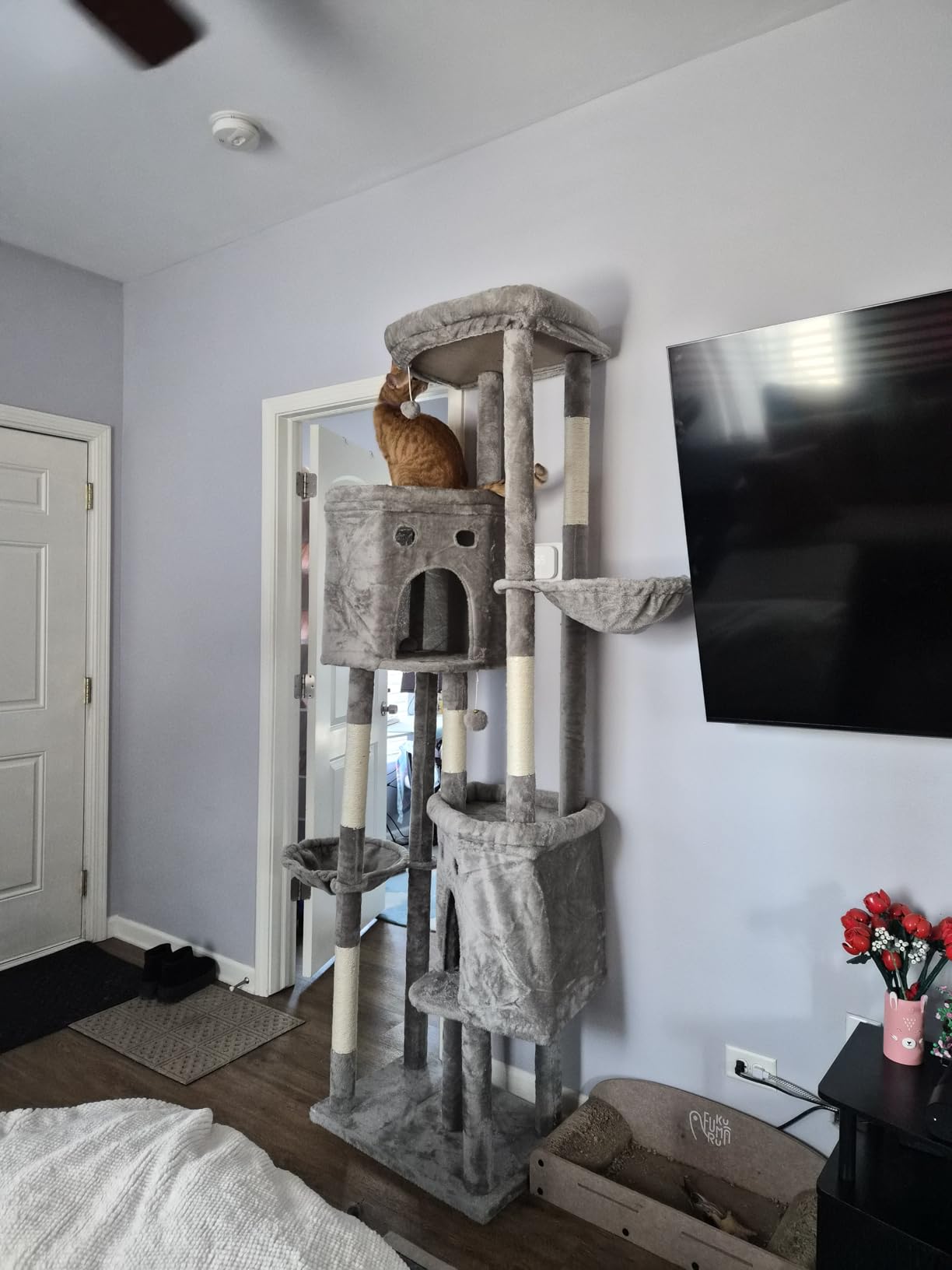 Extra Large Cat Tree, 84 Inch XXL Giant Cat Tower for Indoor Cats Large Adult 20lb+, Multi-Level Cat Climbing Condo with 5 Scratching Posts, 3 Wide Platform Perches, 2 Baskets, 2 Cat Caves customer photo 2