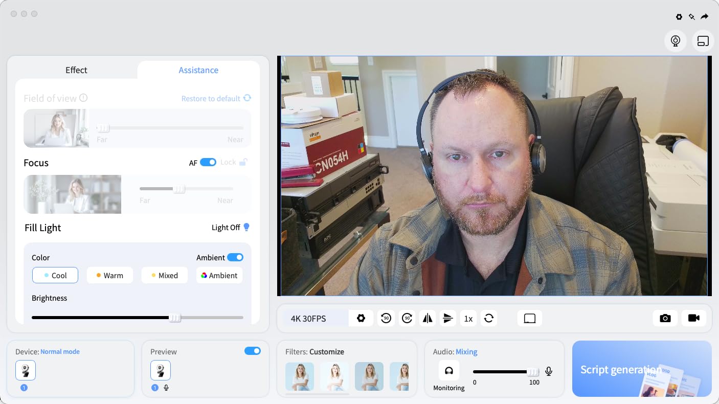 EMEET S600L 4K Webcam for Streaming with Ring Light, 4 Lighting Modes, Rainbow Effect, 1/2