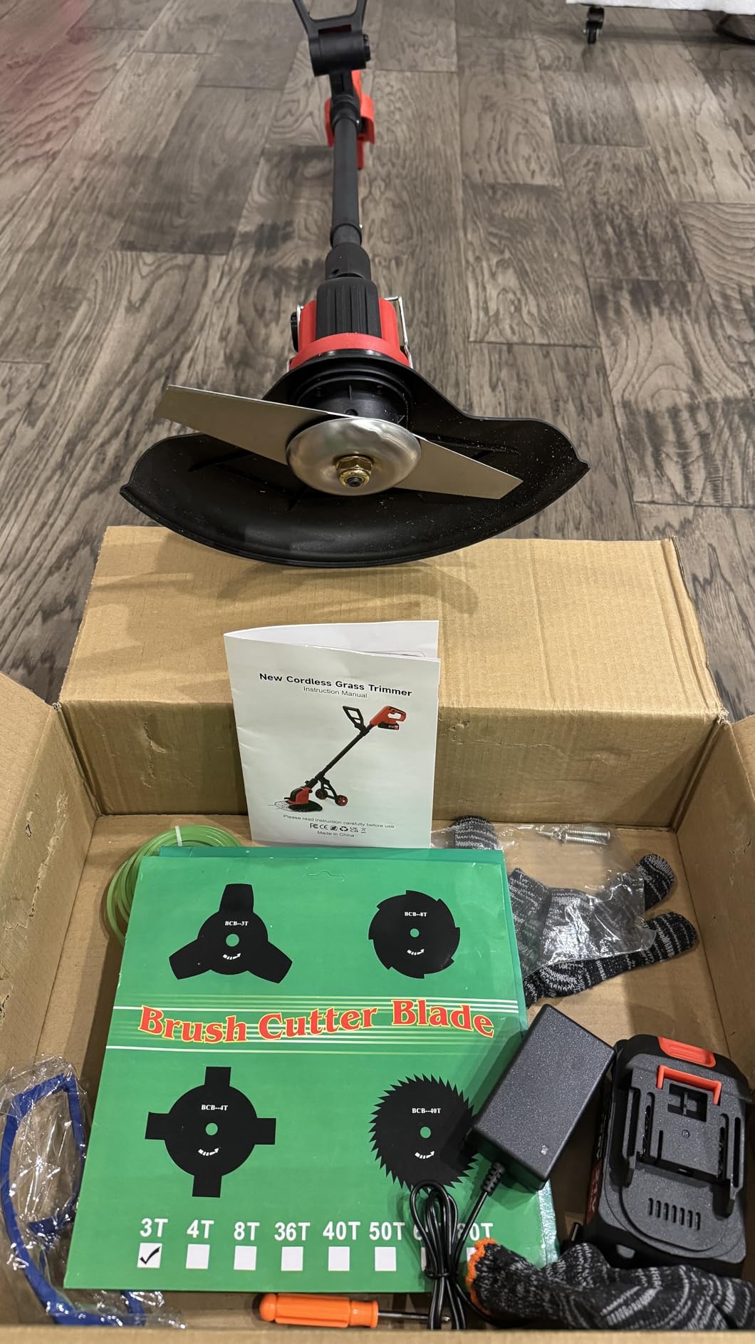 20000RPM Electric Weed Wacker Cordless with Wheel, 6000mAh Electric Weed Eater Battery Powered, 4-in-1 Brush Cutter/String Trimmer/Grass Trimmer/Edger Tool, Stringless Weed Trimmer Metal Blade, 2 Battery customer photo 1