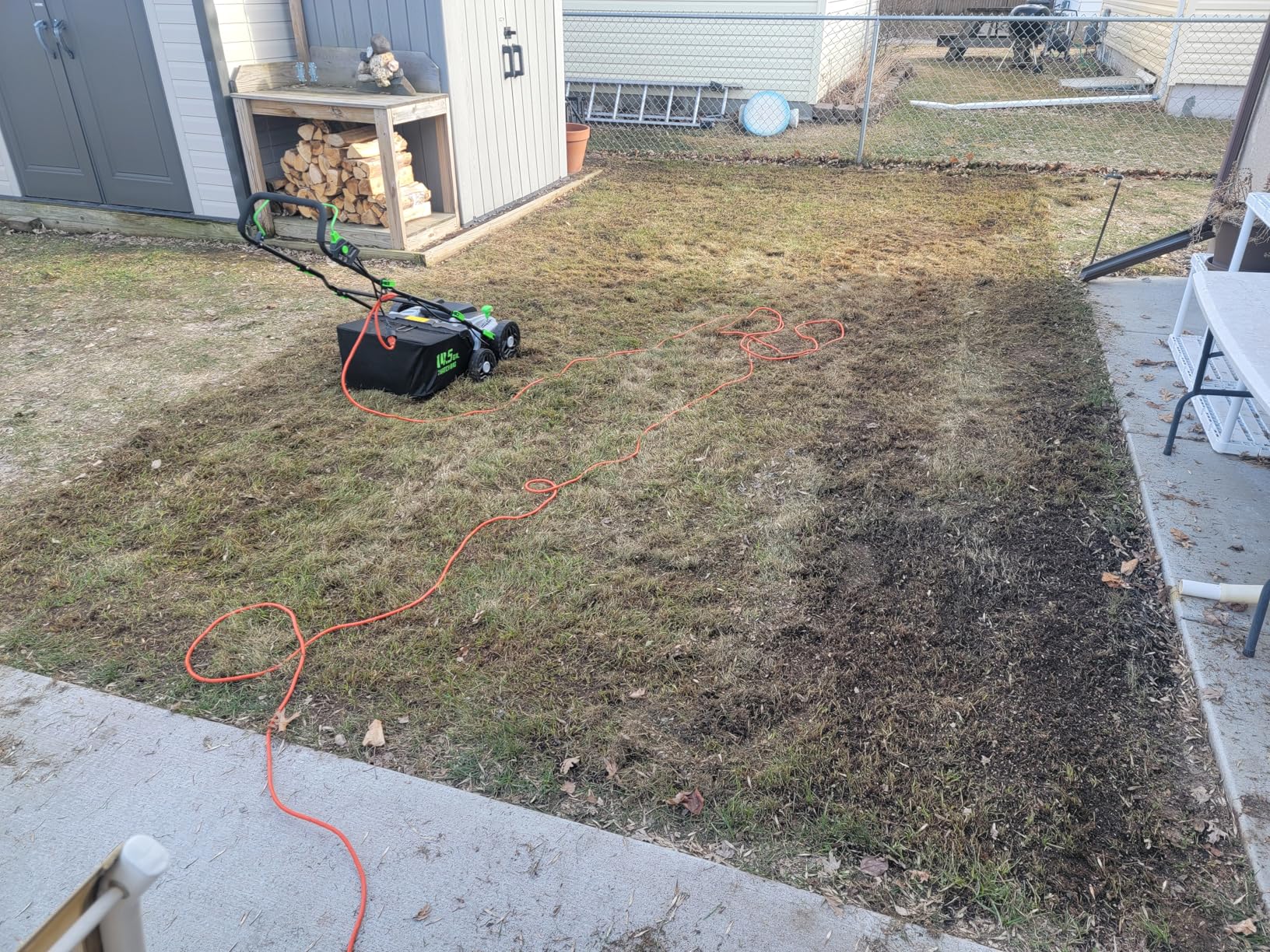16-Inch 15.5 Amp 2-in-1 Electric Dethatcher and Scarifier with 14.5-Gallon Collection Bag - Orange customer photo 1