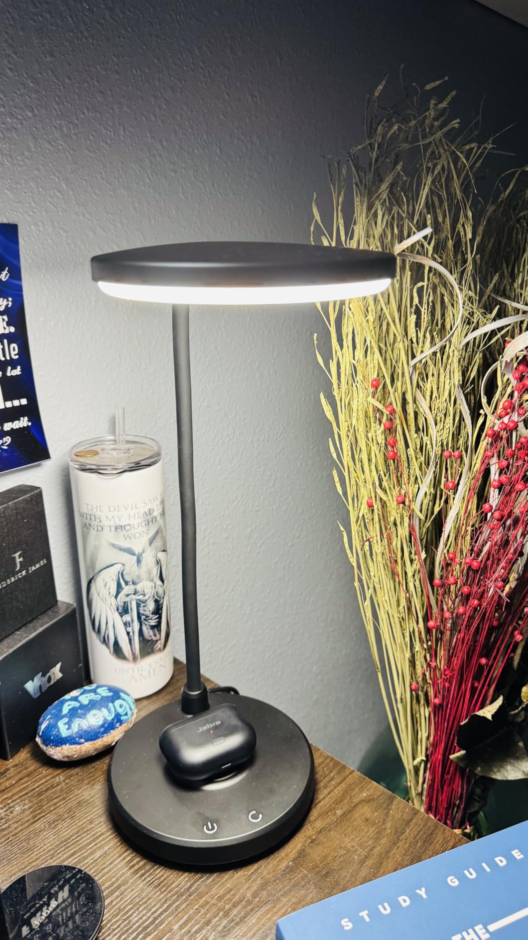 Sailstar Desk Lamp for Home Office, Small Desk Lamp with Wireless Charger, Dimmable 3 Color Modes Study Lamp, Adjustable Neck 800LM Eye-Caring Desk Light, Bedside, College Dorm, Adapter Included customer photo 2