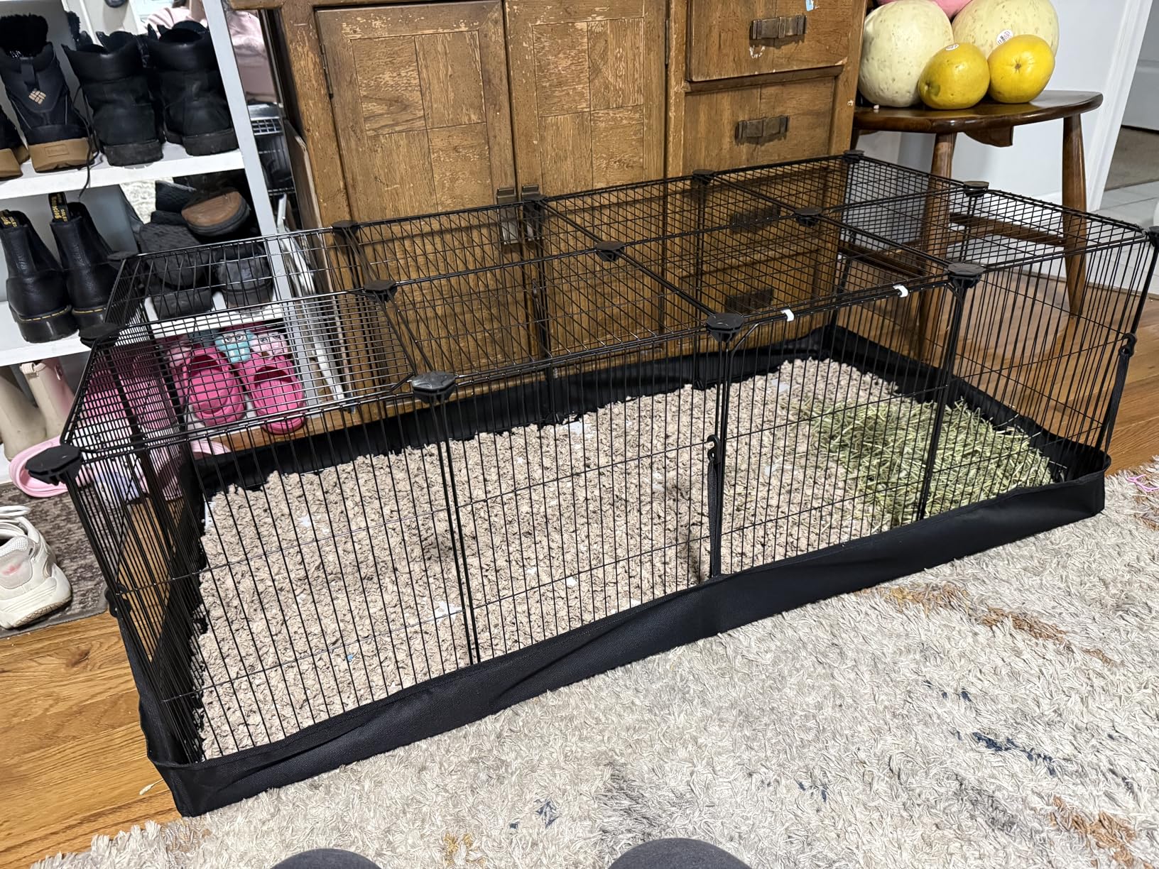 SONGMICS Guinea Pig Cage, Rabbit Cage, Small Animal Playpen with Waterproof Mat, Top and Side Door, 20 Panels, 48.4 x 24.8 x 16.3 Inches, Ink Black ULPI011BH01 customer photo 2