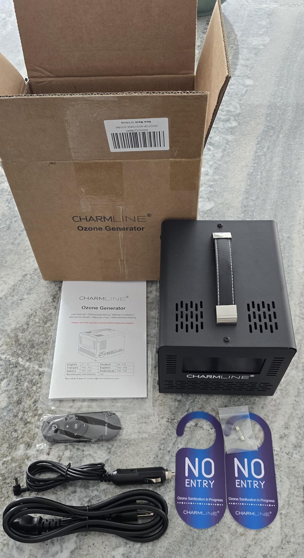 Charmline 2-in-1 Smart Ozone Generator with Remote Control, Powered by AC or 12V Car Cigarette Lighter, Odor Eliminator for Car, Room & Basement, 60,000 mg/h, Black customer photo 2