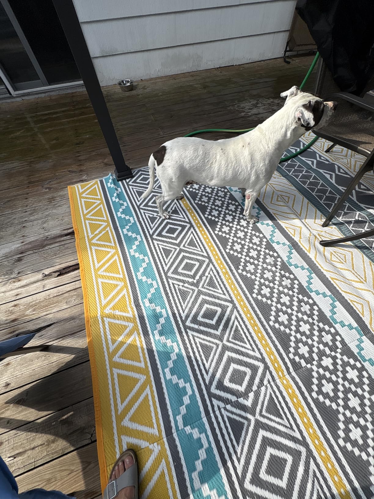 Waterproof 10'x 14' Outdoor Rug for Patio, Reversible Outdoor Plastic Straw Rugs for Camping Porch RV, UV-Resistant Area Rug Mat for Camper, Outside Rug for RV Deck Picnic Beach Balcony, Brown/Coffee customer photo 1