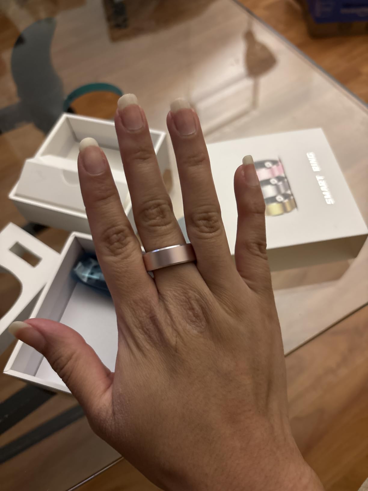 Smart Ring for Women, Fitness & Activity Tracker with Blood Pressure/Heart Rate Monitor, Sleep Tracker, Step Counter, IP68 Waterproof Ring for iOS & Android,Fast Charge, No Subscription (Pink,Size8) customer photo 1