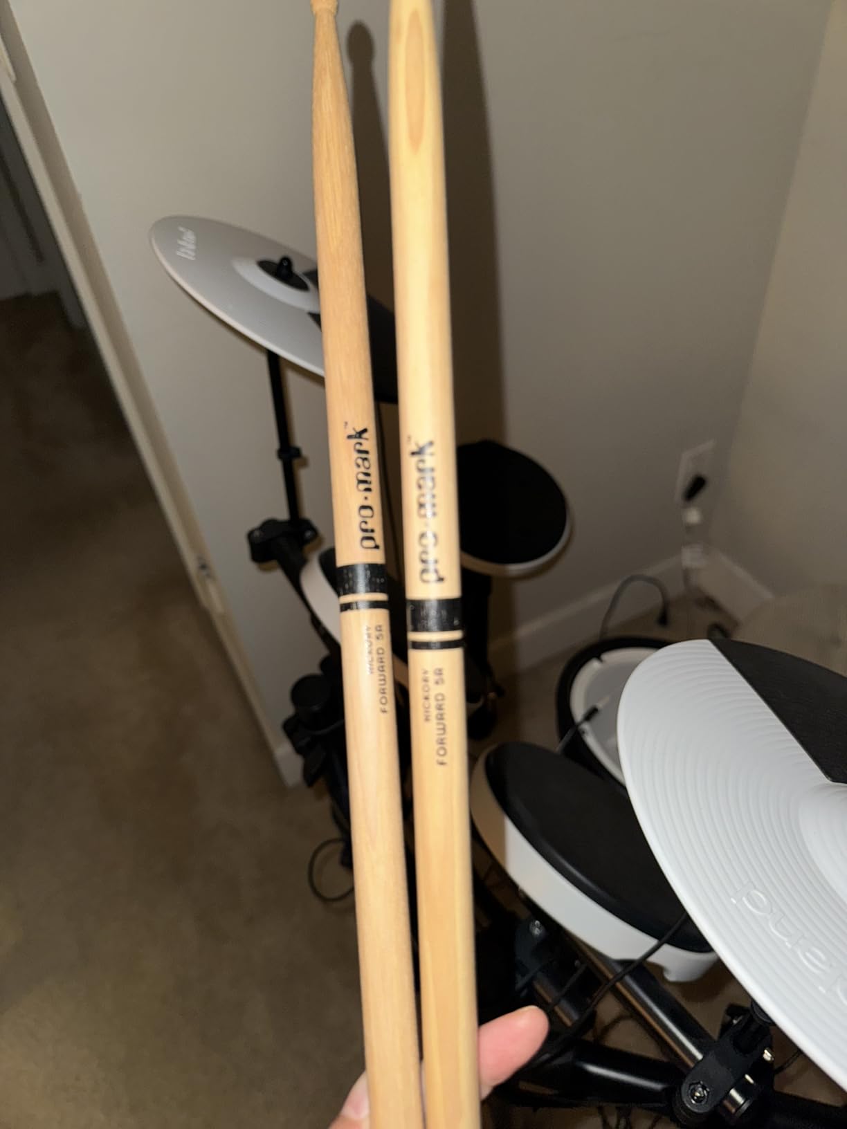 ProMark Hickory 5A Wood Tip Drumsticks, One Pair (TX5AW) customer photo 1