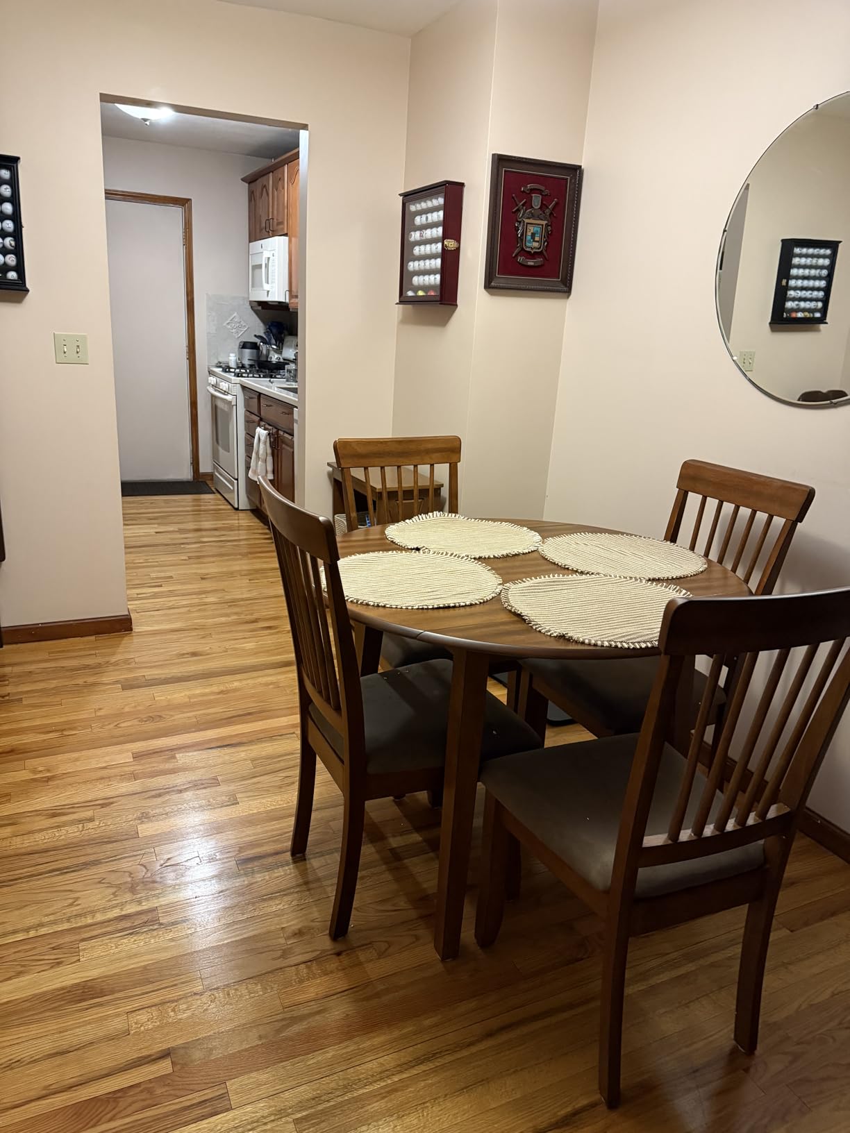 Signature Design by Ashley Berringer Dining Chairs Set of 2, Classic Wood Spindle-Back Design, Cushioned Microfiber Seat, Rustic Finish for Kitchen & Dining Room, Walnut customer photo 2