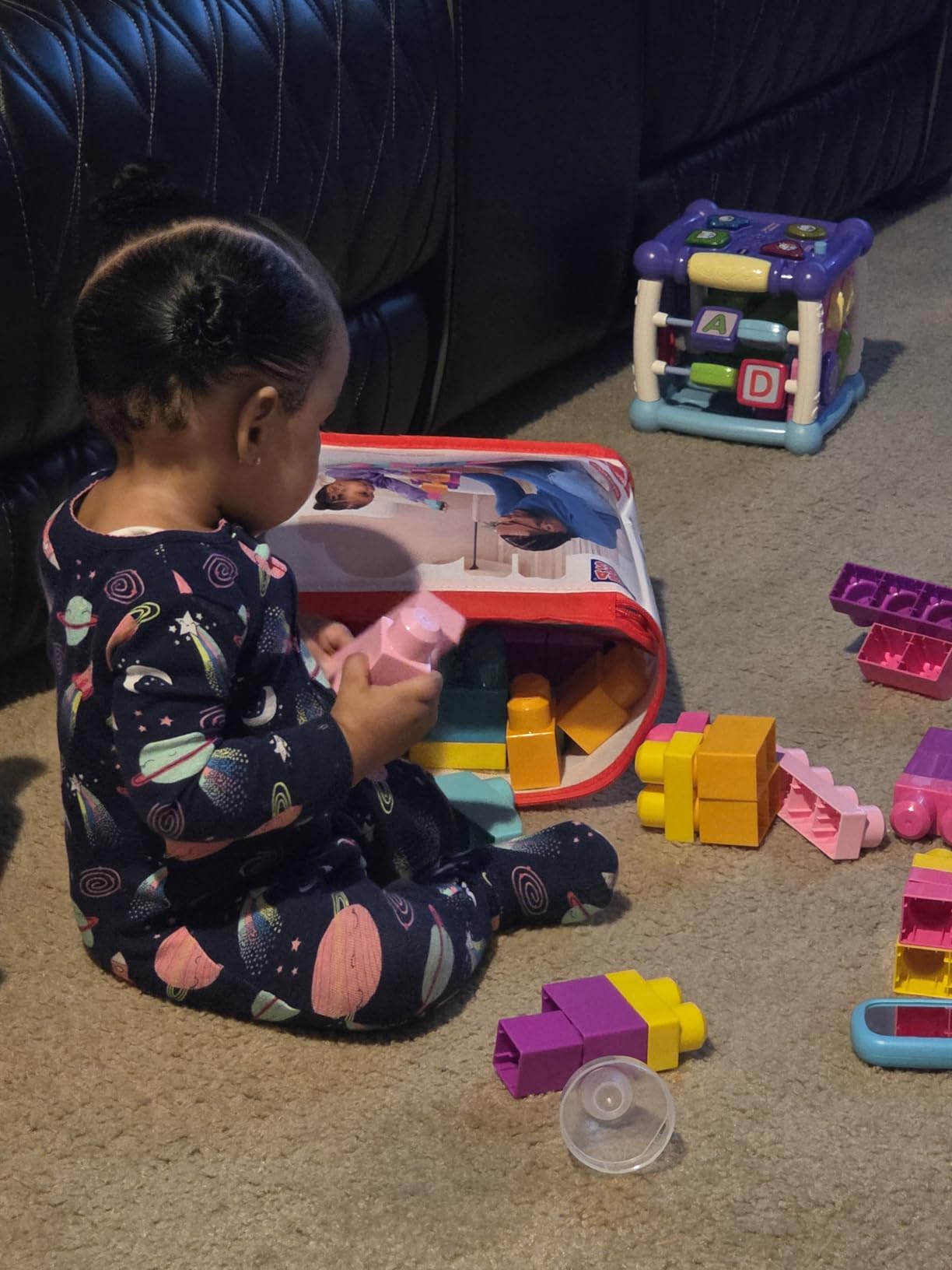 MEGA BLOKS First Builders Toddler Blocks Toys Set, Big Building Bag with 80 Pieces and Storage, Blue, Ages 1+ Years customer photo 2