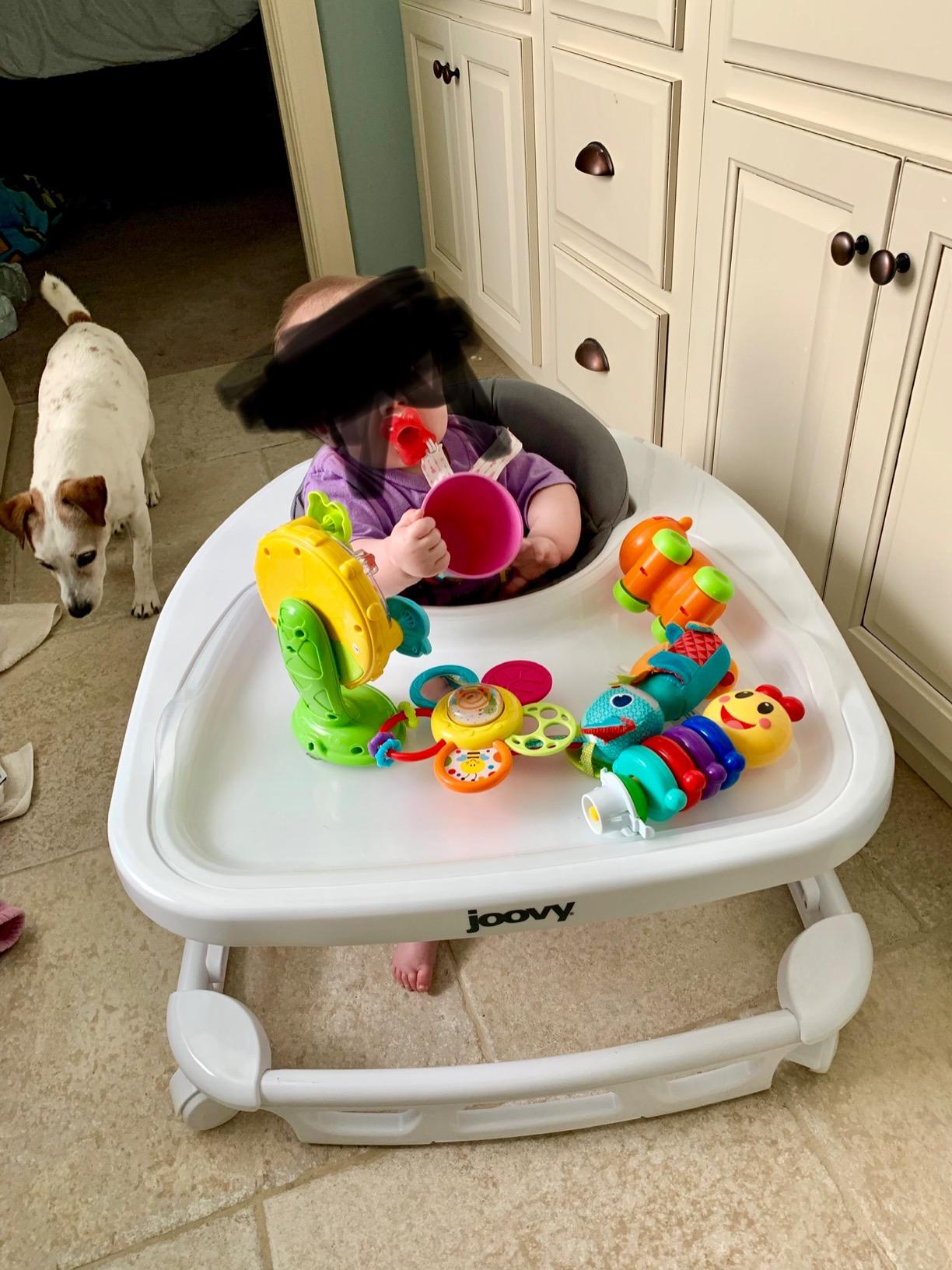Joovy Spoon Baby Walker & Activity Center Featuring Three Adjustable Heights, Extra-Large Tray, and 30 lb Weight Capacity - JPMA Safety Certified, Charcoal customer photo 1
