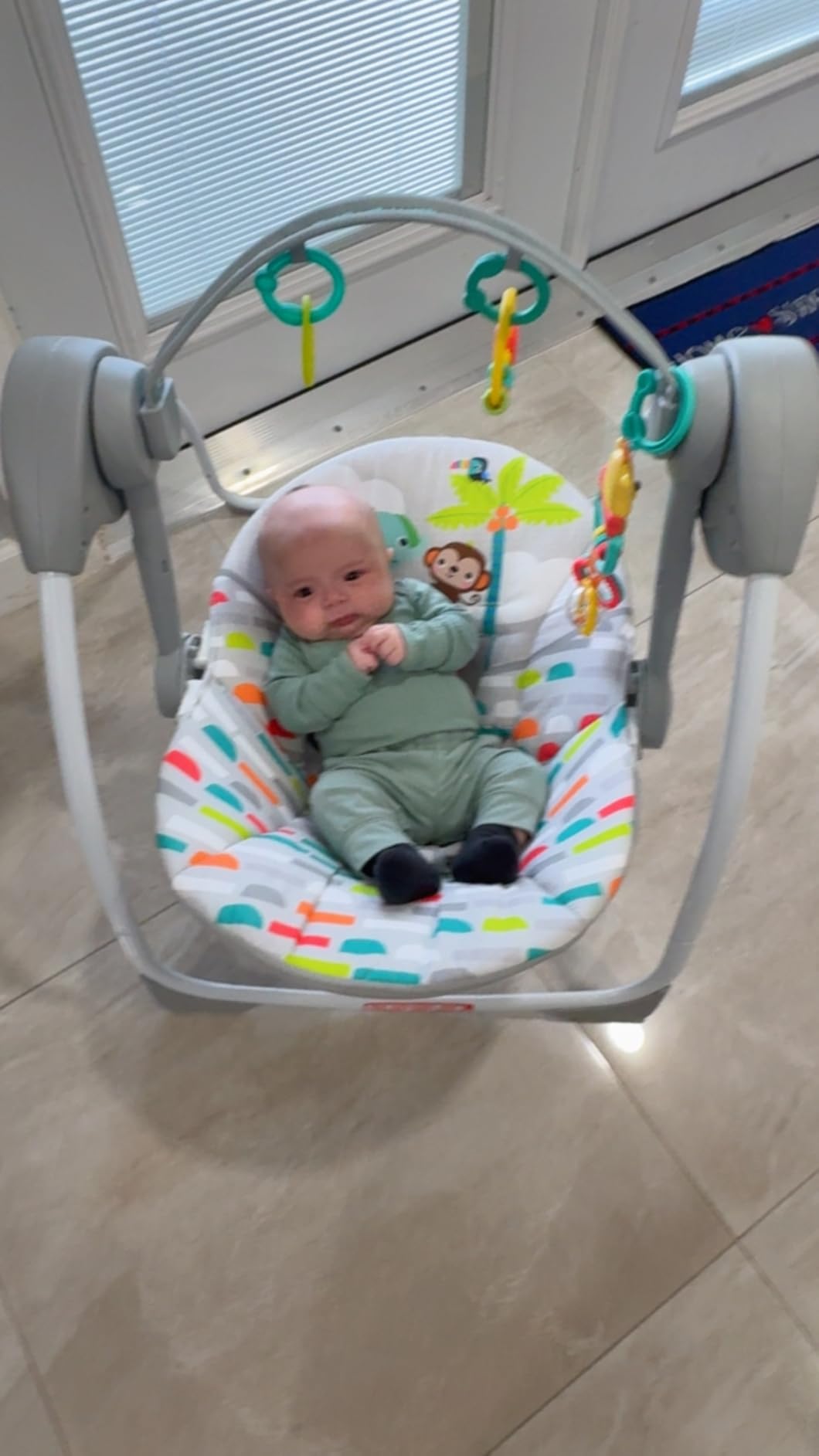 Bright Starts Portable Automatic 6-Speed Baby Swing with Adaptable Speed, Taggies, Music customer photo 1