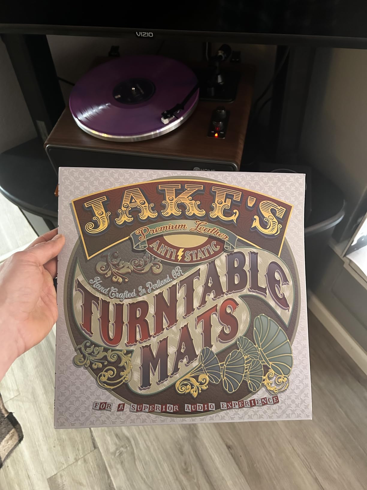Premium Leather Deer Hide Turntable Mat customer photo 1