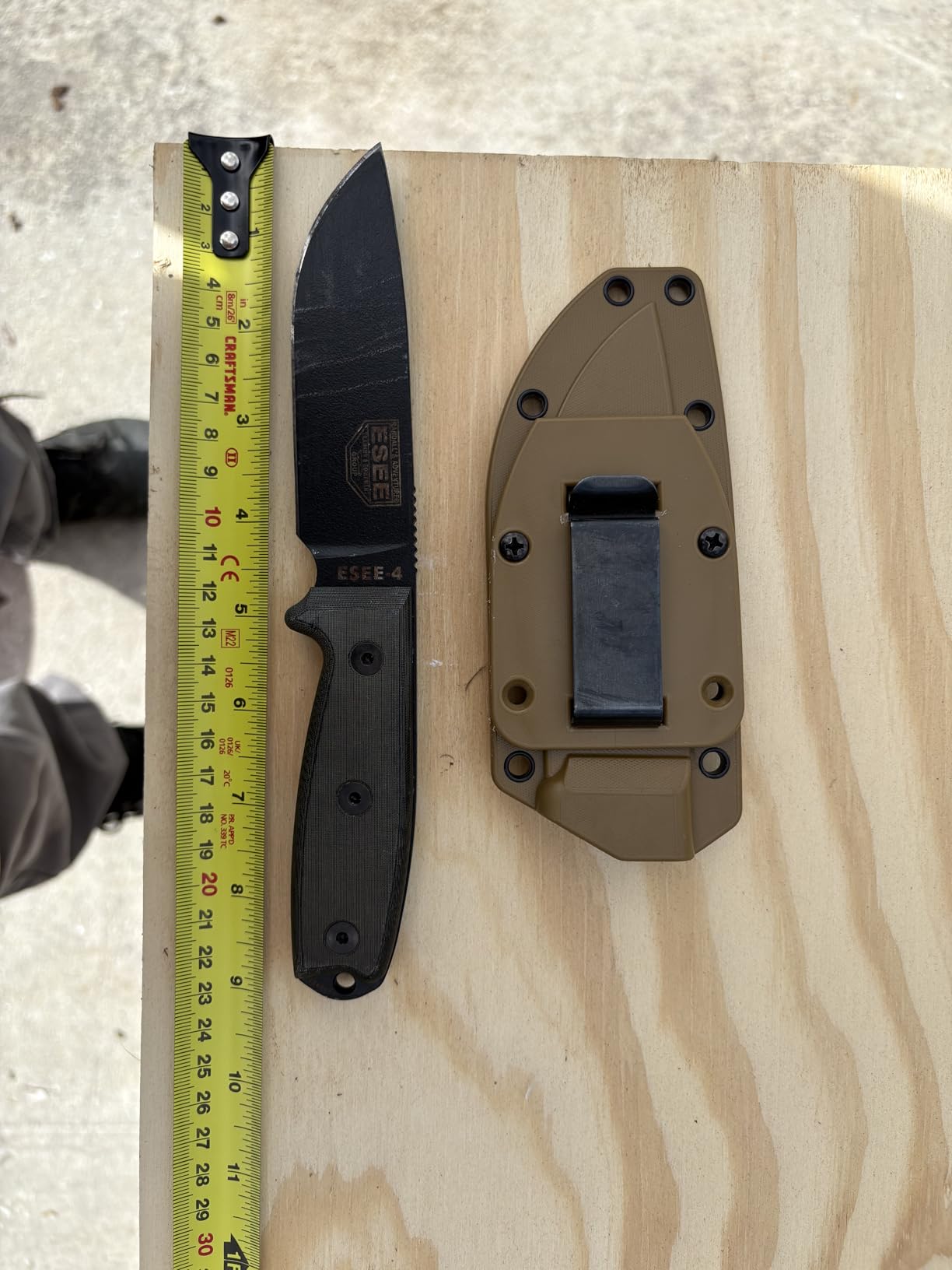 ESEE 4P Survival Knife - Field Tested Fixed Blade Knife with Molded Polymer Sheath & Clip Plate, Full Tang, Plain Edge customer photo 1