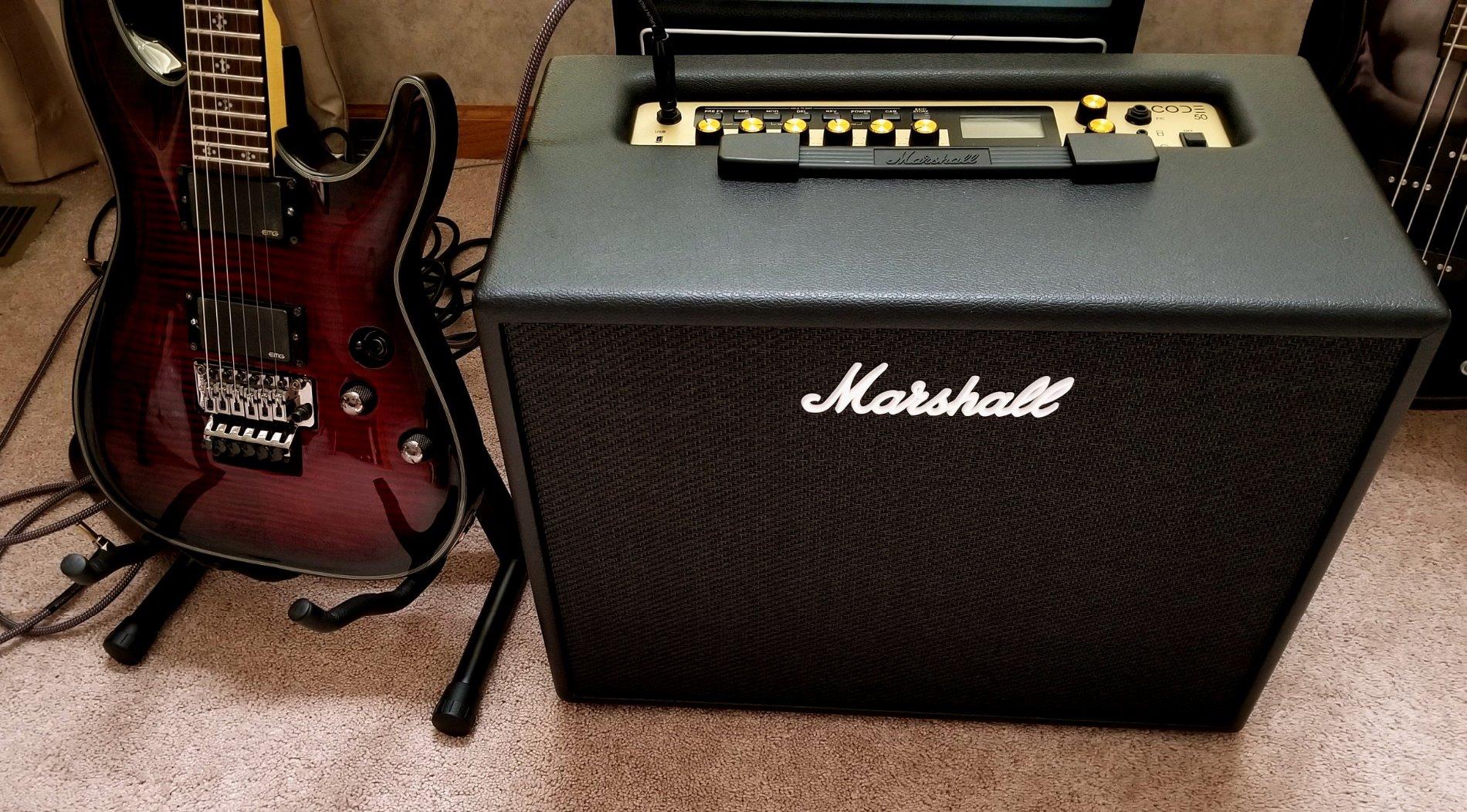 Marshall CODE50 Digital Combo Guitar Amp - Digital Effects and 100+ Presets | Preamp and Power Amp Models | 3.5 mm Aux Input | Bluetooth Connectivity | 50W Output - Black customer photo 2