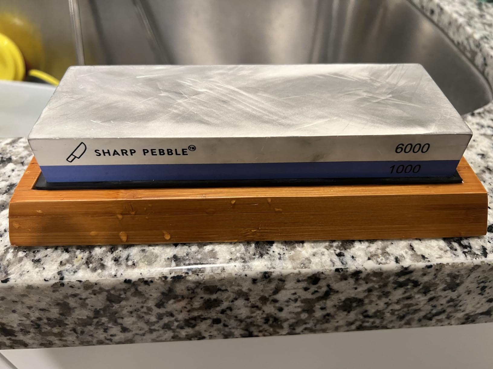 Sharp Pebble Premium Whetstone Knife Sharpening System - 1000/6000 Grit Whetstone Knife Sharpener & Honing Kit with Angle Guide & Non-Slip Bamboo Base - Guided Beginner Instructions customer photo 2