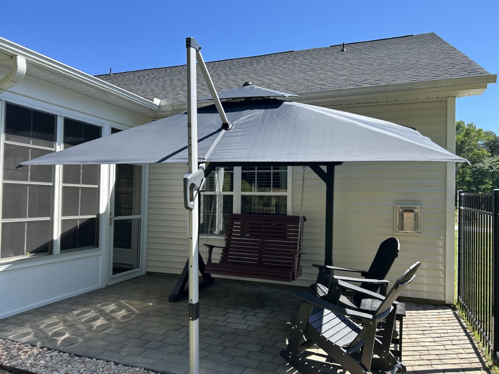 PURPLE LEAF 10ft Patio Umbrella Outdoor Square Large Cantilever Windproof Offset and Heavy Duty Sun Umbrella for Garden Deck Pool, Beige customer photo 1
