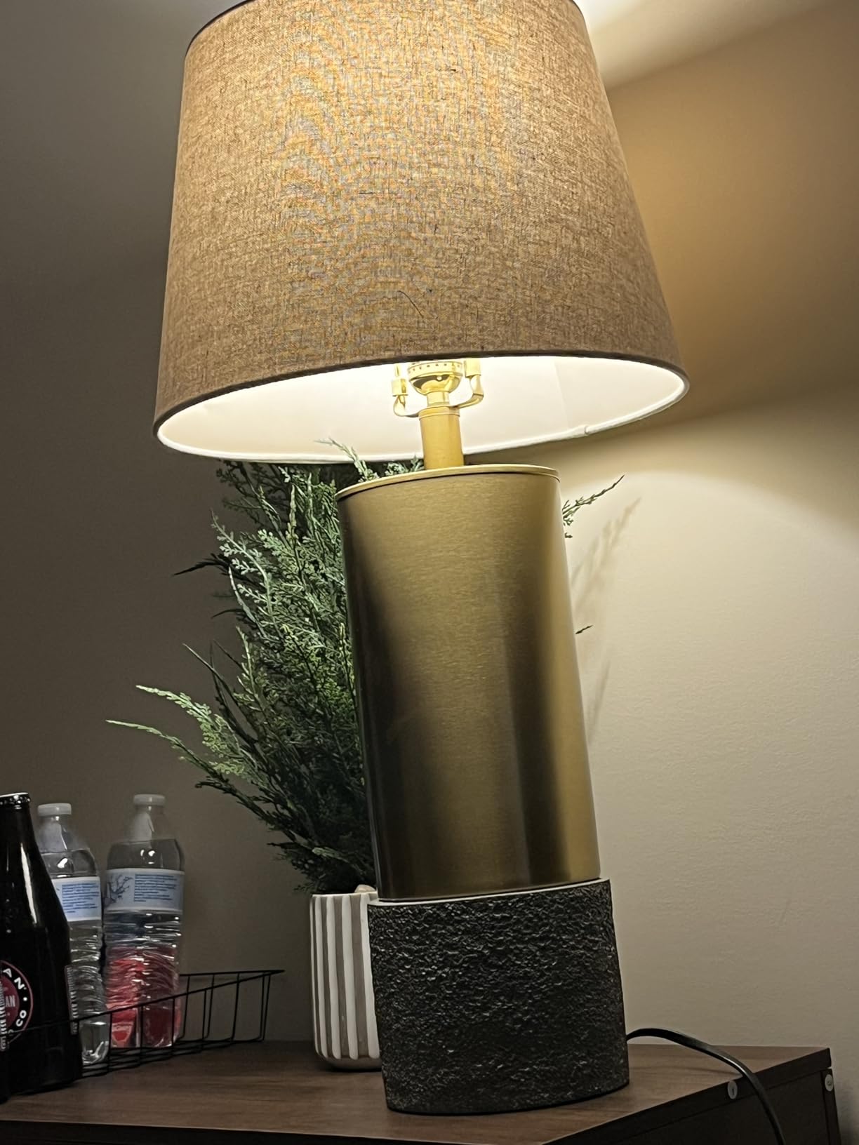 Signature Design by Ashley Jacek Contemporary Table Lamp, 2 Count, 3 Way Switch, Metal, Poly Resin and Drum Shade, 15