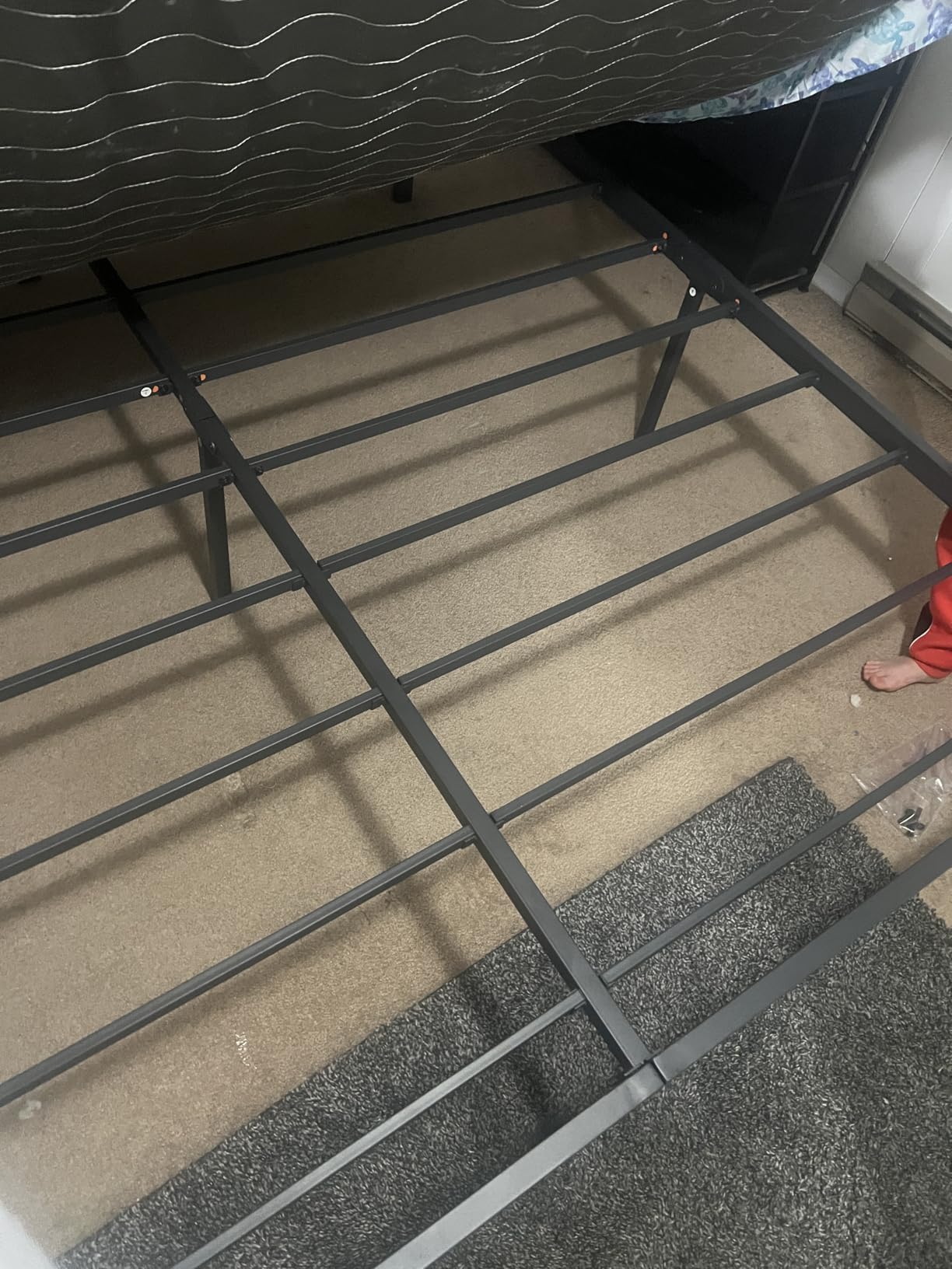 Olee Sleep 18 Inch Heavy Duty Steel Slat Anti-Slip Support, Easy Assembly Platform Bed Frame, Noise Free Steel Mattress Foundation, Maximum Storage, No Box Spring Needed, Black, King Size customer photo 1