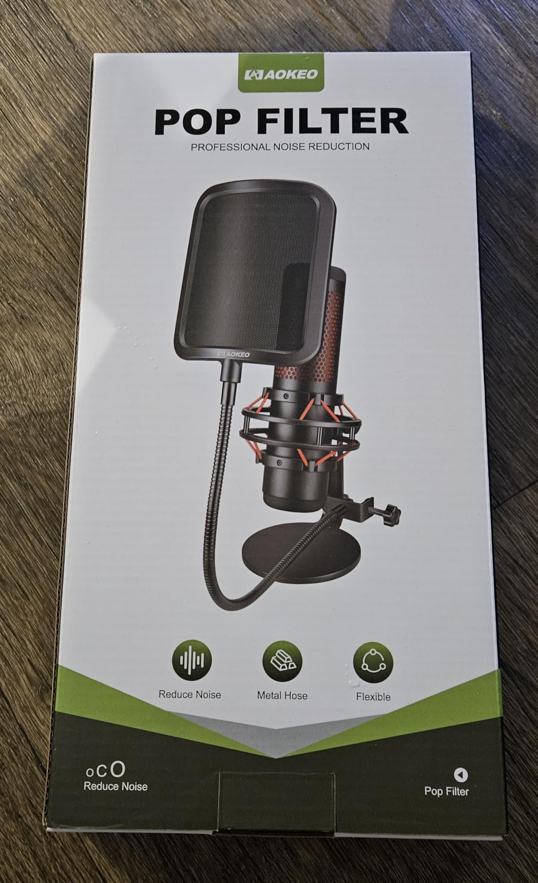 Aokeo Professional Microphone Pop Filter Mask Shield For Blue Yeti and Any Other Microphone,Mic Dual Layered Wind Pop Screen With Flexible 360° Gooseneck Clip Stabilizing Arm customer photo 2