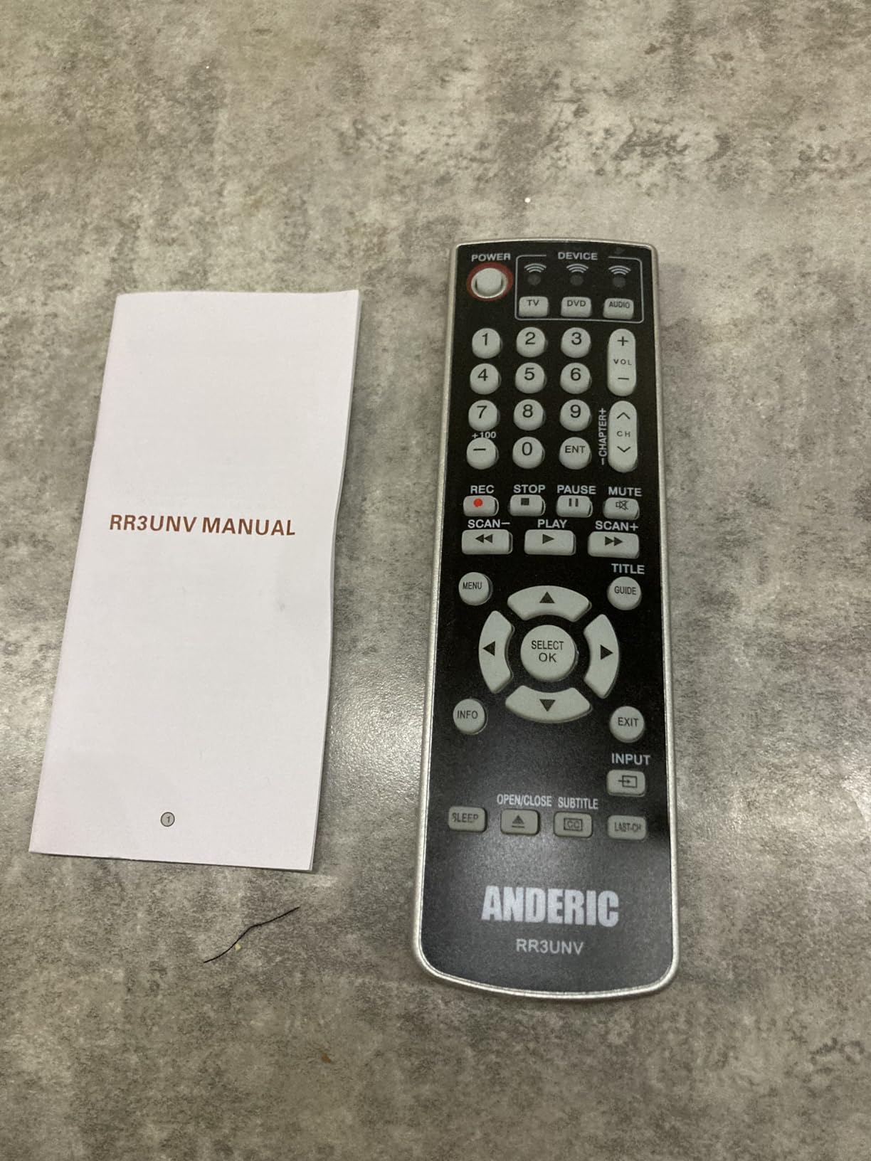 Anderic 3-Device Universal with Learning - Glow keys - Easy to program - Palm-Sized - Replaces RCA, Philips, One-for-all, Sony and more - RR3UNV - SUB FOR RCR503BR, RCR503BE, RCR503BZ customer photo 1