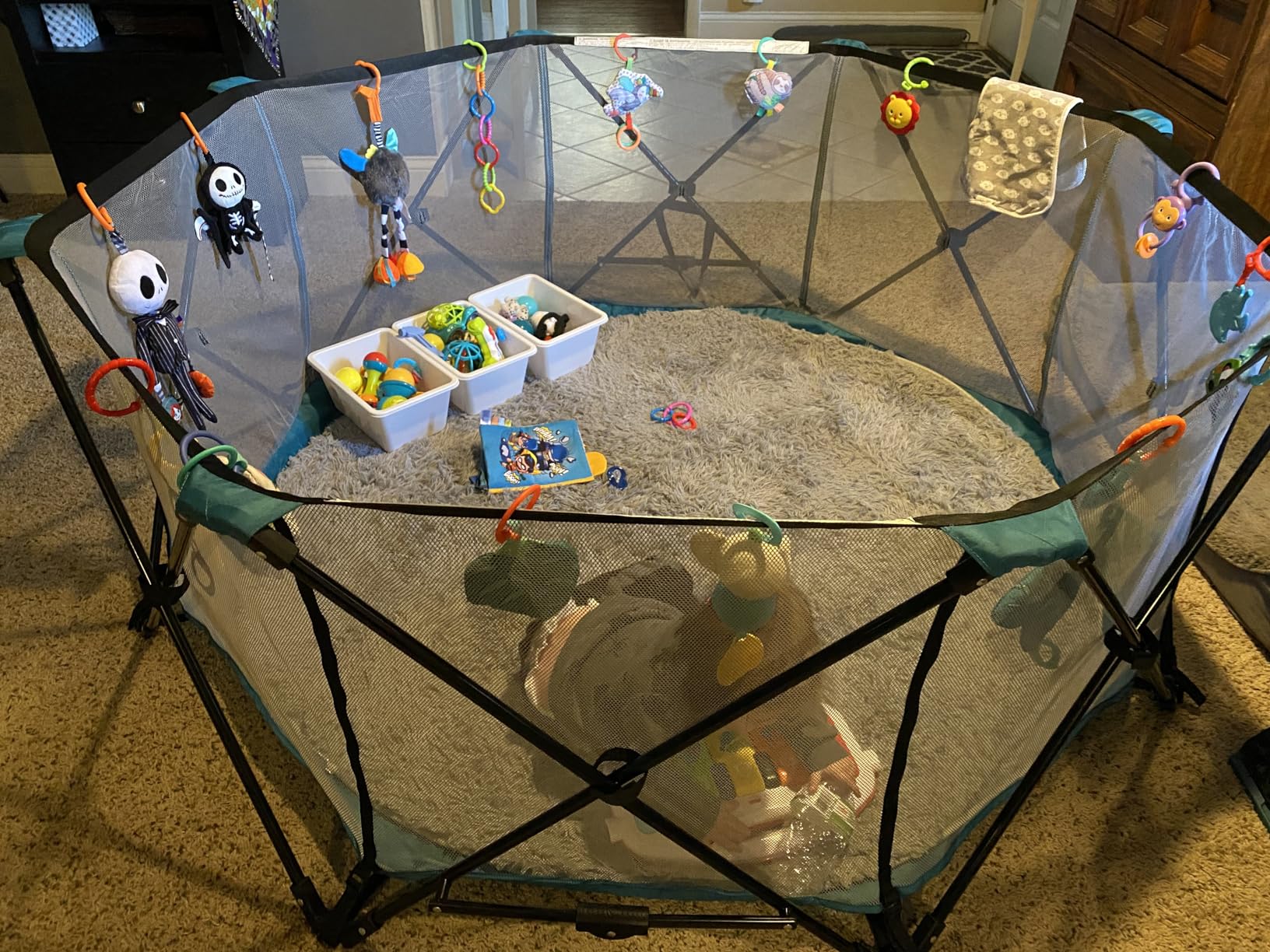 Regalo Safety My Play Deluxe Extra Large Baby Playpen & Portable Play Yard, Foldable 8-Panel Indoor Outdoor Playpen for Babies & Toddlers, Mesh Sides, Washable Nylon Bottom, 62 Inch, Aqua/Black customer photo 1