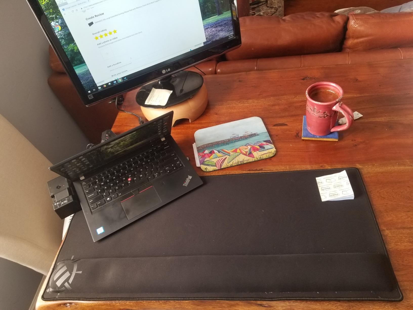 ENHANCE XXL Large Mouse Pad for Desk with 2XL Ergonomic Memory Foam Wrist Rest Support (31.5 x 13.78 x 1 inches) - Desk Pad with Anti-Fray Stitching & Soft Cushion Mat Surface, Designed in The U.S. customer photo 1