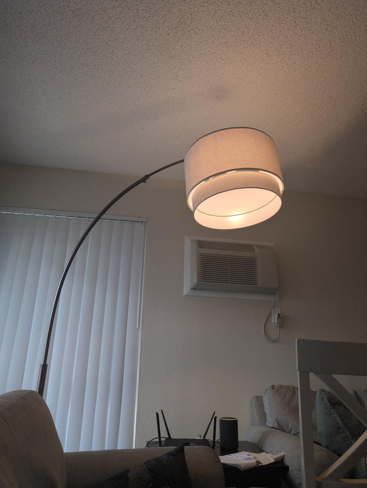 Brightech Mason Arc Floor Lamp - Modern Corner Standing Lamp with Unique Hanging Drum Lamp Shade for Living Room - Bright Overhead, Curved Hanging Light for Bedroom, Library, Den - Bronze customer photo 2