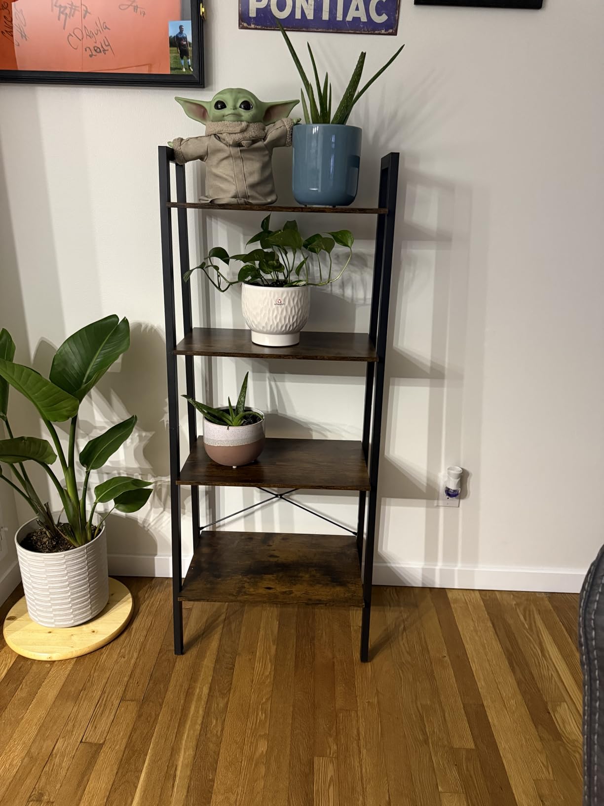 VASAGLE Ladder Shelf, 5-Tier Bookshelf, Storage Rack, Bookcase with Steel Frame, for Living Room, Home Office, Kitchen, Bedroom, Industrial Style, Rustic Brown and Ink Black ULLS45X customer photo 1