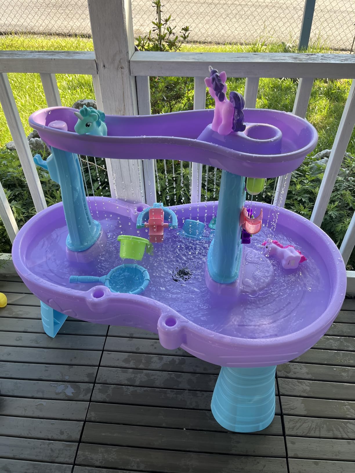 Step2 Rain Showers and Unicorns Water Table, Kids Water and Sand Activity Sensory Playset, Summer Outdoor Toys, 13 Piece Water Toy Accessories, for Toddlers 1.5+ Years Old, Blue & Purple customer photo 1