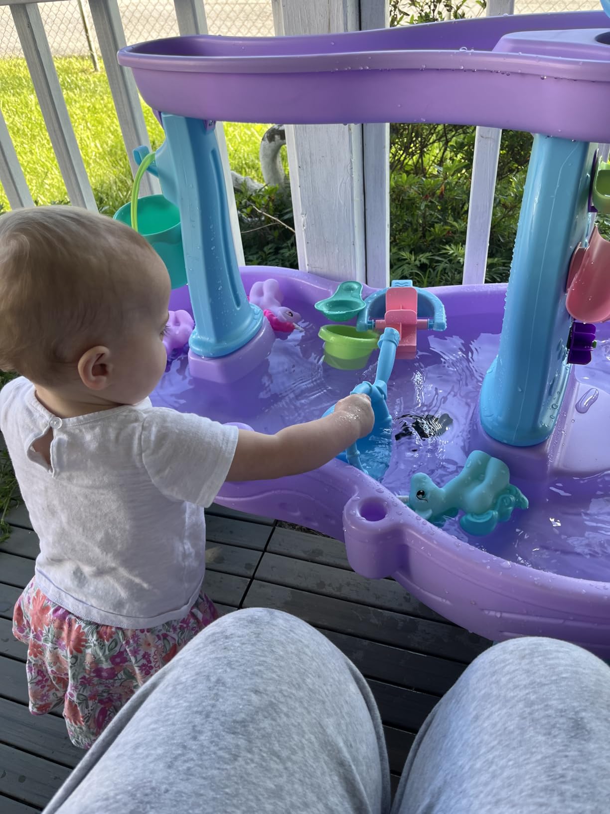 Step2 Rain Showers and Unicorns Water Table, Kids Water and Sand Activity Sensory Playset, Summer Outdoor Toys, 13 Piece Water Toy Accessories, for Toddlers 1.5+ Years Old, Blue & Purple customer photo 2