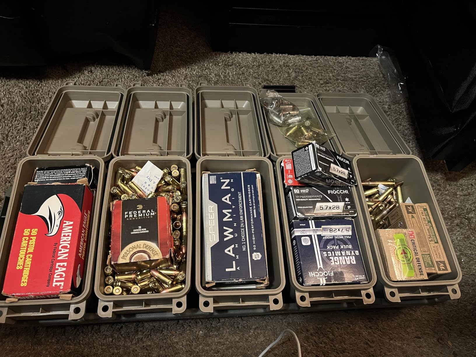 MTM AC5C 5-Can Ammo Crate Mini, Store 650 rounds of 9mm bulk ammo, Stackable, easy carry and transport of multi-caliber ammo, Rugged tactical carrying crate customer photo 2