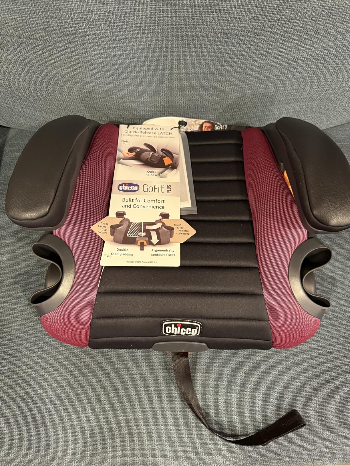 Chicco GoFit Plus Backless Booster Car Seat with Latch Attachment, Stream/Blue customer photo 2