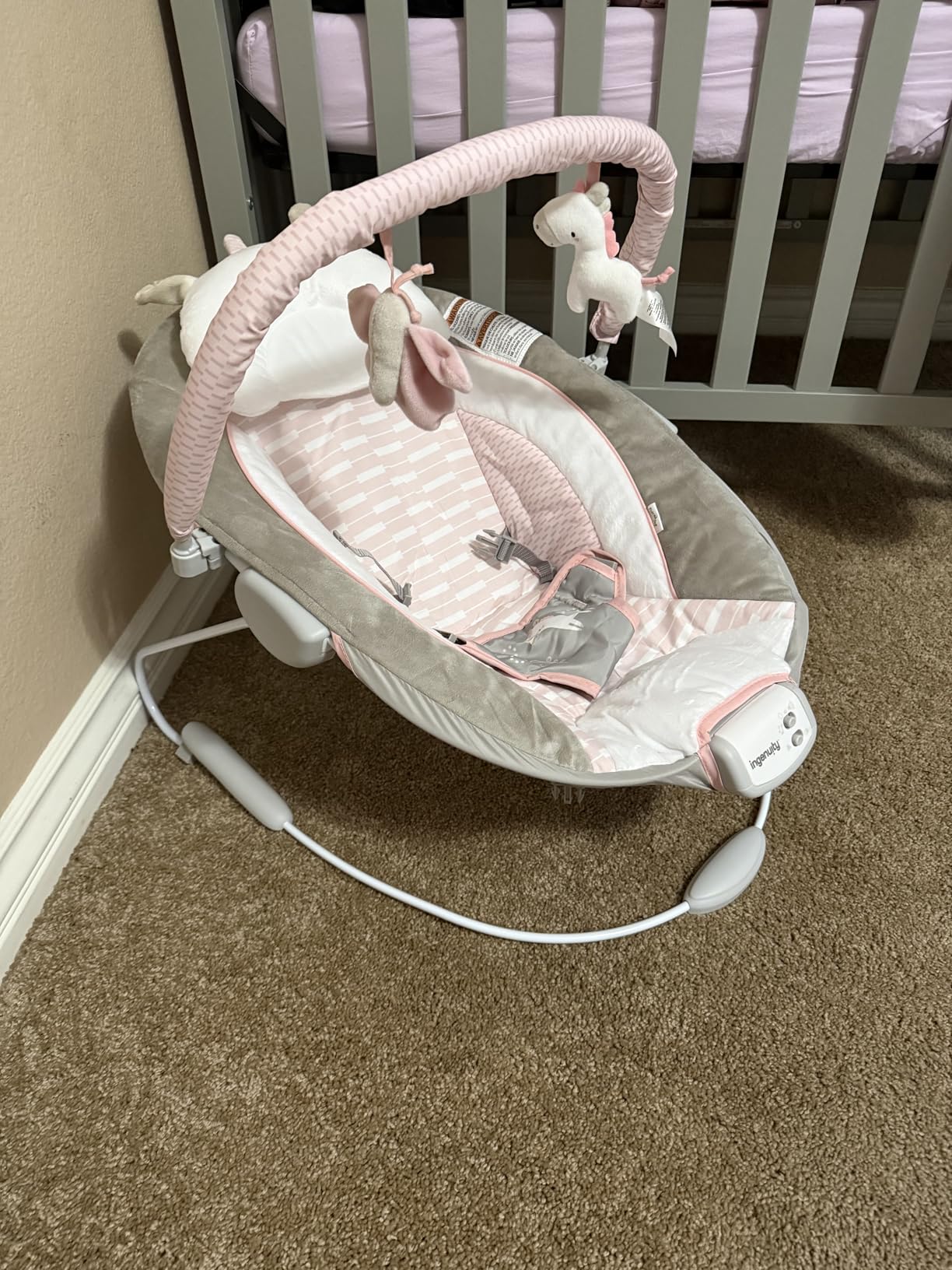 Ingenuity Soothing Baby Bouncer Infant Seat with Vibrations, Toy Bar & Sounds customer photo 1