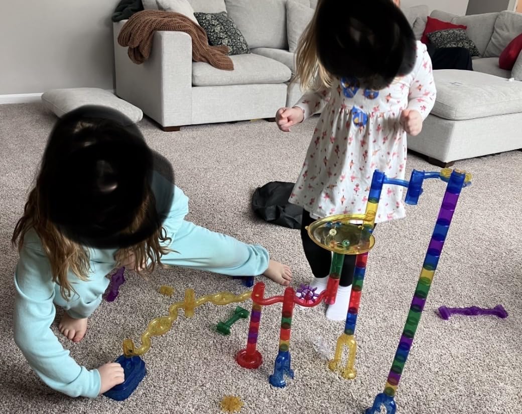 NATIONAL GEOGRAPHIC Glowing Marble Run - Construction Set with 15 Glow in The Dark Glass Marbles & Storage Bag customer photo 1