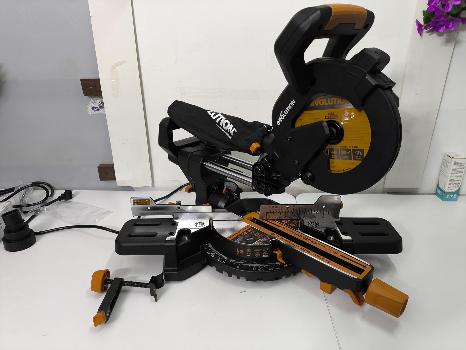 Evolution Power Tools R185SMS+ Sliding Miter Saw with Multi-Material Cutting (7-1/4