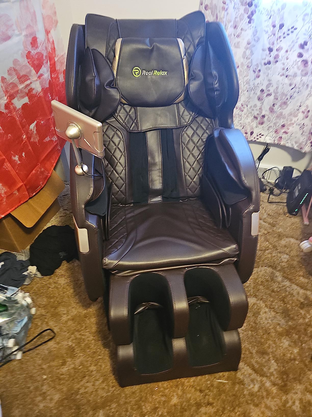Real Relax 2025 Full Body Massage Chair of Dual-core S Track, Shiatsu Massage Recliner of Zero Gravity with APP and LCD Control, Bluetooth, Home or Office Use, Blue and Khaki customer photo 2