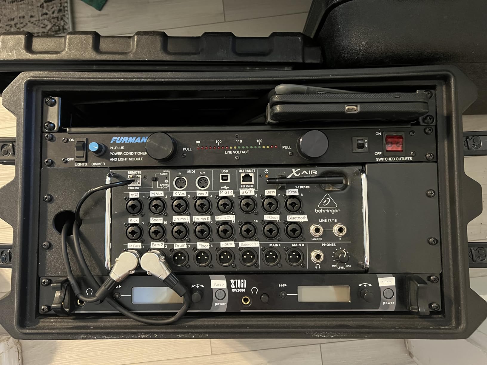 XTUGA RW2080 Wireless in Ear Monitor System, UHF Wireless IEM System, Mono Dual Channel Stage Monitors for Musicians, Singers, 4 Bodypacks with 40 Frequencies, 300Ft for Band, Studio (902-928MHz) customer photo 1