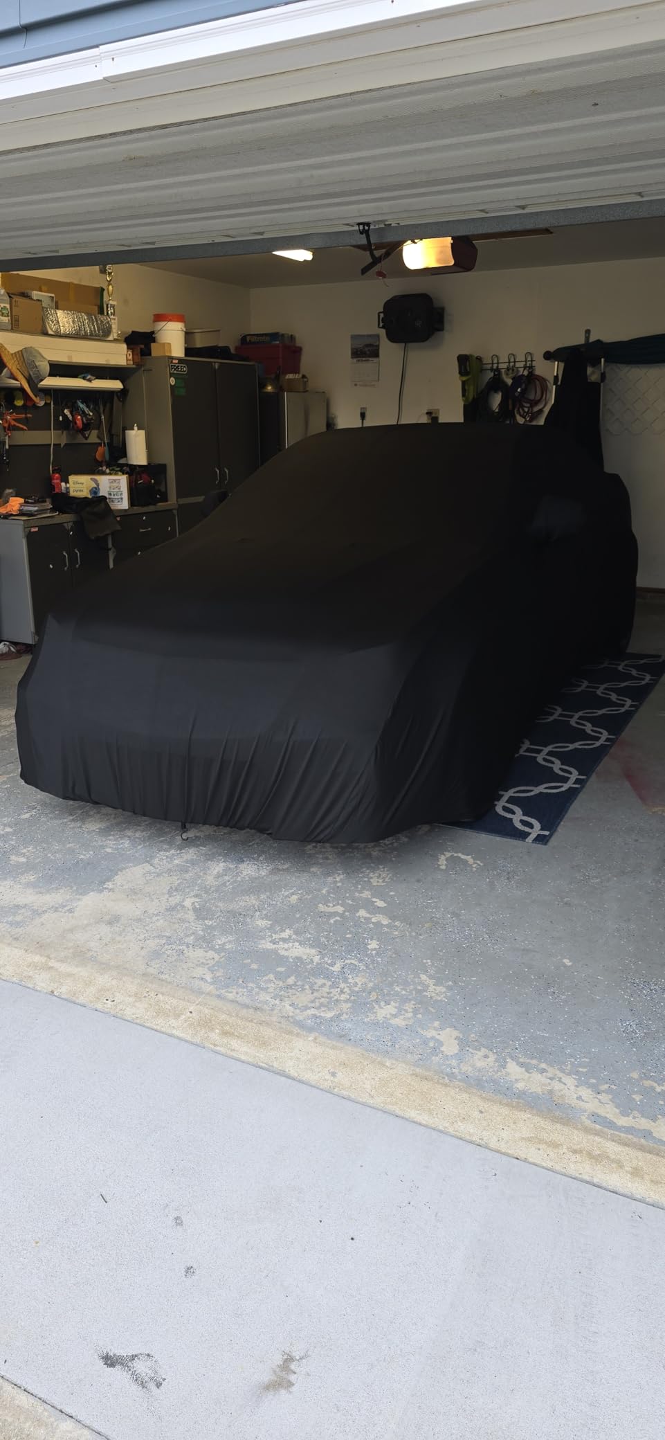 WinPower Indoor Sports Car Cover Stretch Dustproof Protection Full Car Cover for Underground Garage, Car Show, Black customer photo 1