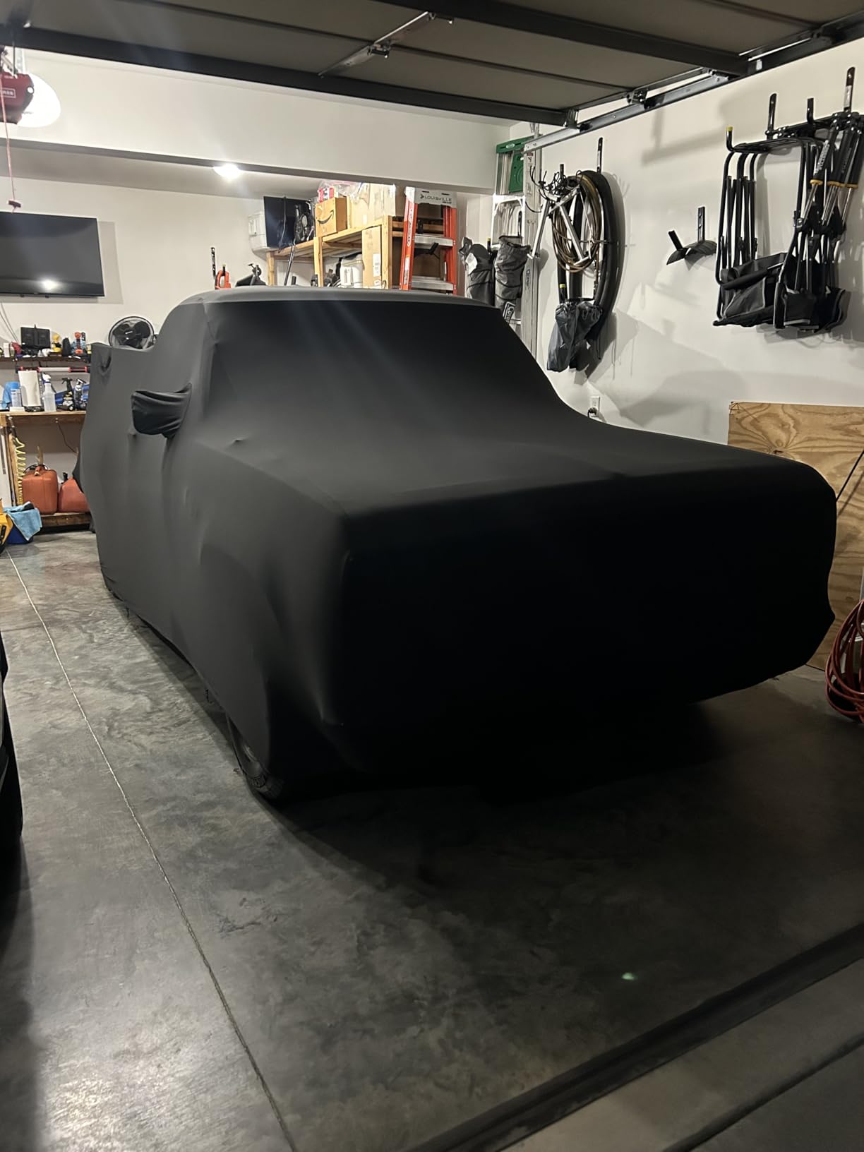 WinPower Indoor Sports Car Cover Stretch Dustproof Protection Full Car Cover for Underground Garage, Car Show, Black customer photo 2