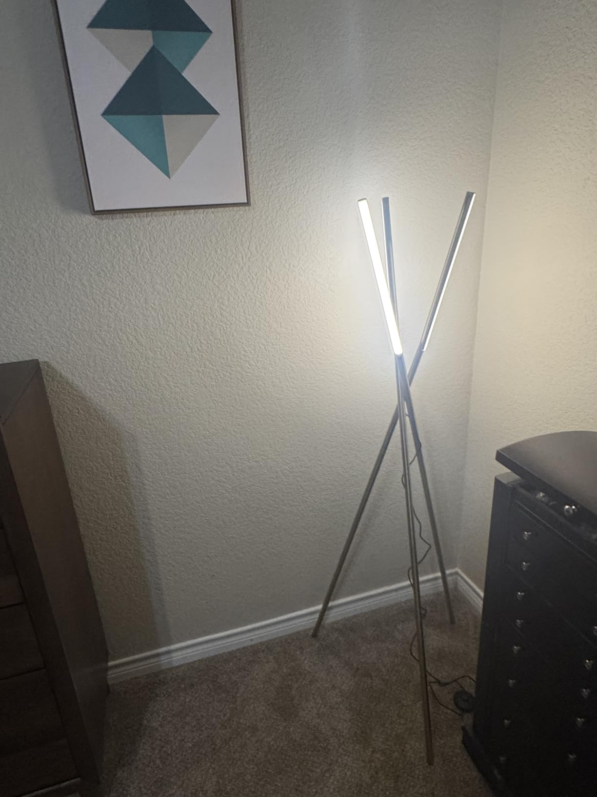 Brightech Stix LED Tripod Floor Lamp for Living Room - Dimmable Modern Standing Lamp with 3 Lights for Bedroom - Contemporary Office Lighting - Gold / Antique Brass customer photo 1