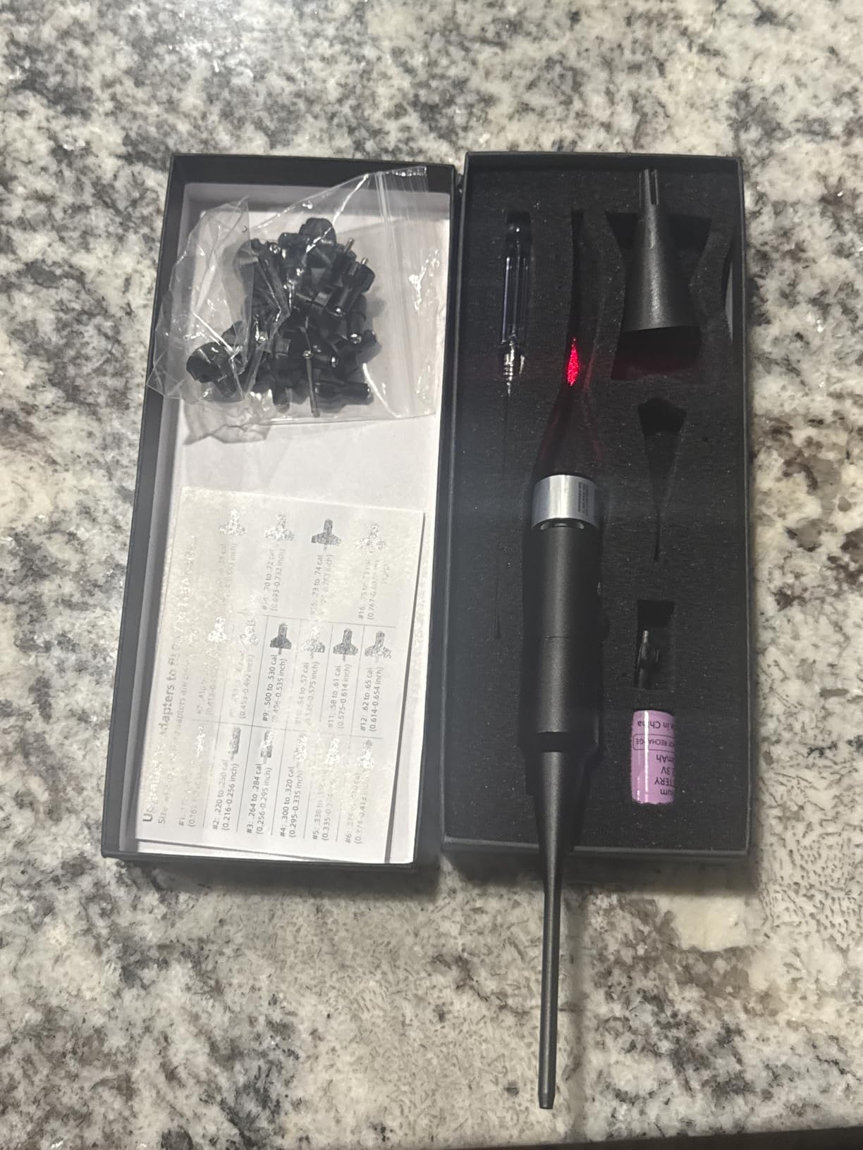 EZshoot Bore Sight Kit Bright Green or Red Dot BoreSighter with Big Button Switch for .17 to 12GA Caliber customer photo 1