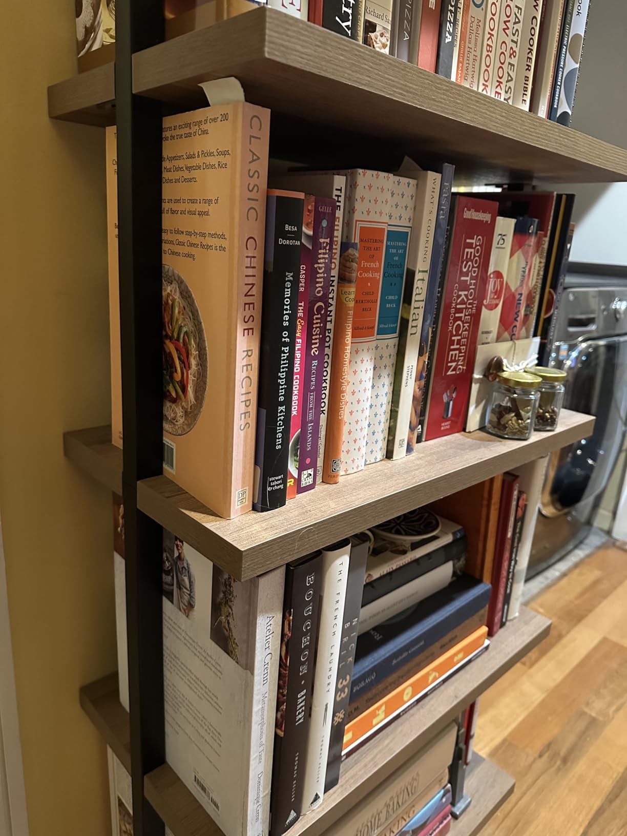 Nathan James Theo 5-Shelf Oak Wood Modern Bookcase, Open Wall Mount Ladder Bookshelf with Industrial Black Metal Frame customer photo 1