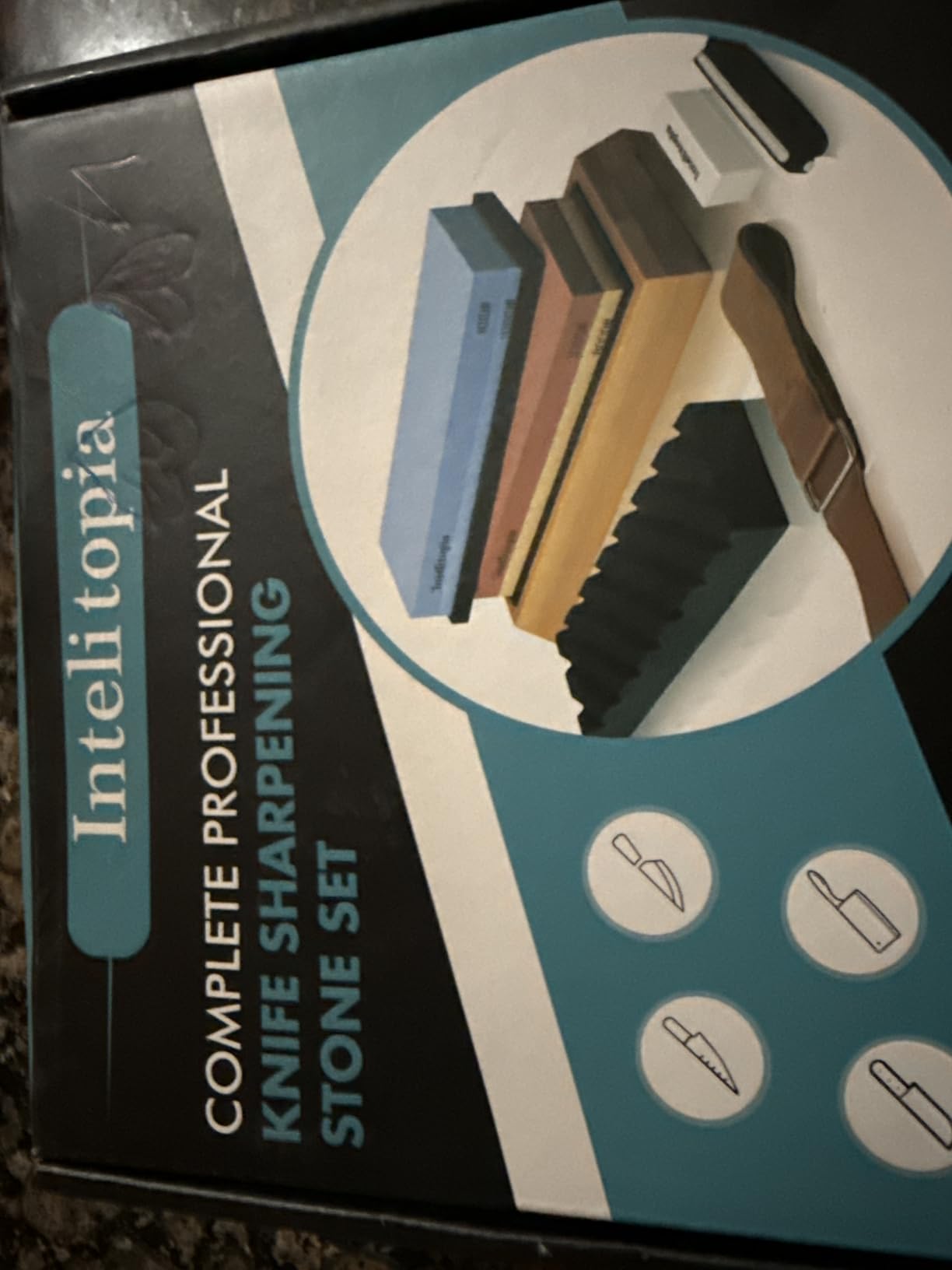 Intelitopia Complete Knife Sharpening Stone Set - Dual Grit Whetstone 400/1000 3000/8000 Knife Sharpener with Leather Strop, Flattening Stone, Bamboo Base, 3 Non-slip Rubber Bases & Angle Guide customer photo 2