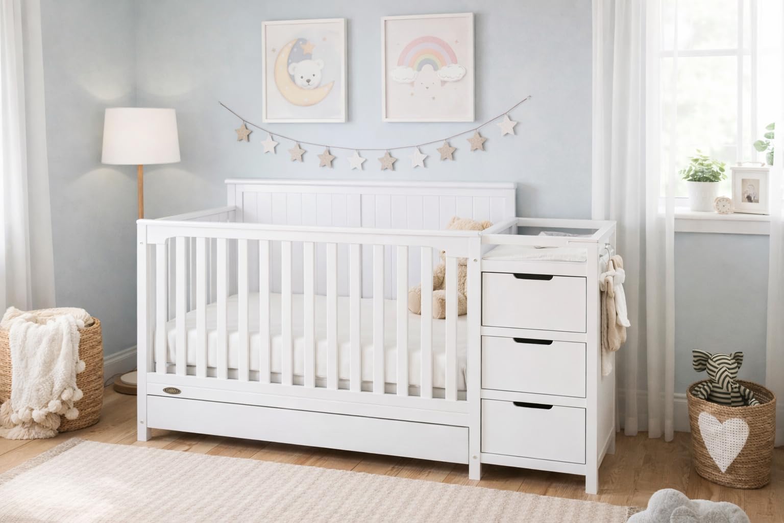 Graco Hadley 5-in-1 Convertible Crib & Changer - GREENGUARD Gold Certified, Fits Standard Crib Mattress, Converts to Toddler Bed and Full Bed customer photo 2