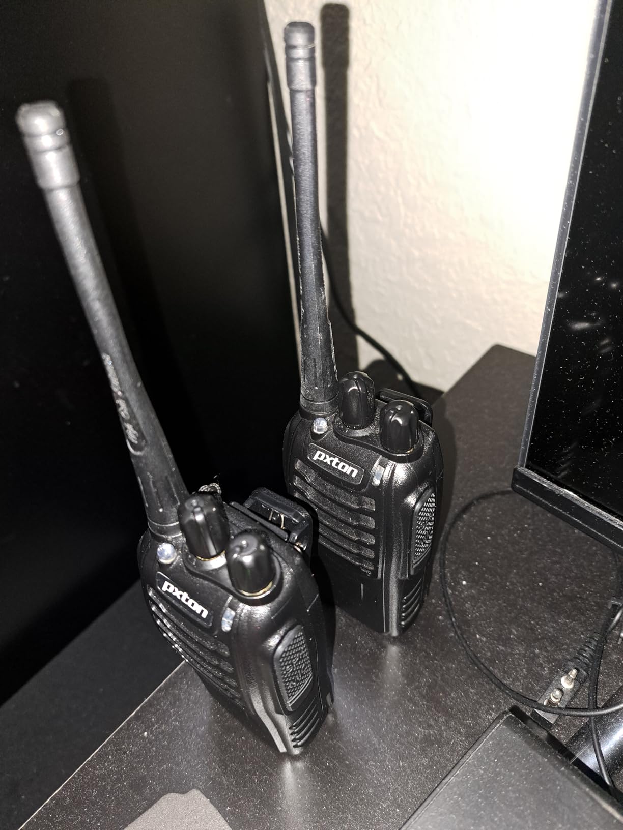 pxton Walkie Talkies Rechargeable Long Range Two-Way Radios with Earpieces, 2-Way Radios UHF Handheld Transceiver Walky Talky with Flashlight Li-ion Battery and Charger (2 Pack) customer photo 1