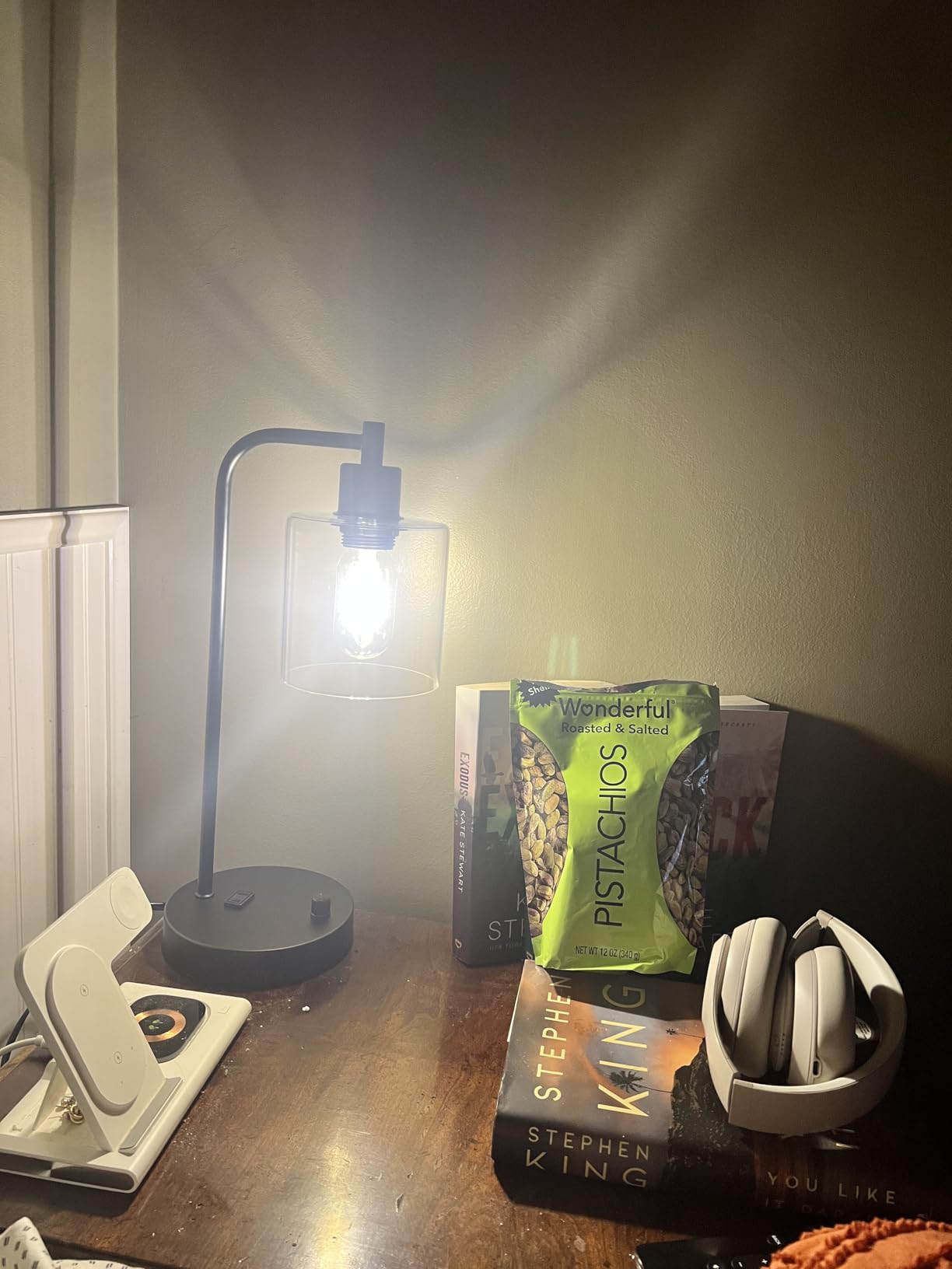 Set of 2 Industrial Table Lamps with USB C+A Ports and Outlet, Fully Stepless Dimmable Bedside Lamps for Bedrooms, Nightstand Desk Lamp with Glass Shade for Reading Living Room Office (Bulbs Included) customer photo 1